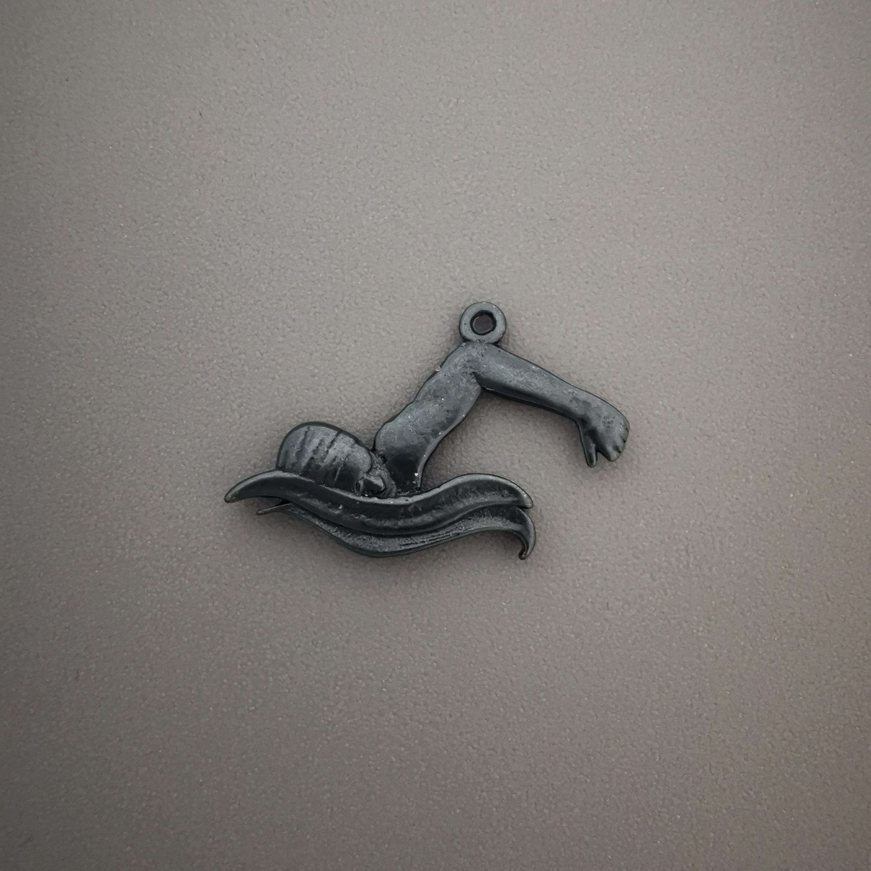 Swimming Jewelry Pendant for Men and Teen Boys – Oxidized Black 925 Silver Gift – Sports Accessory for Breaststroke Swimmers – Necklace