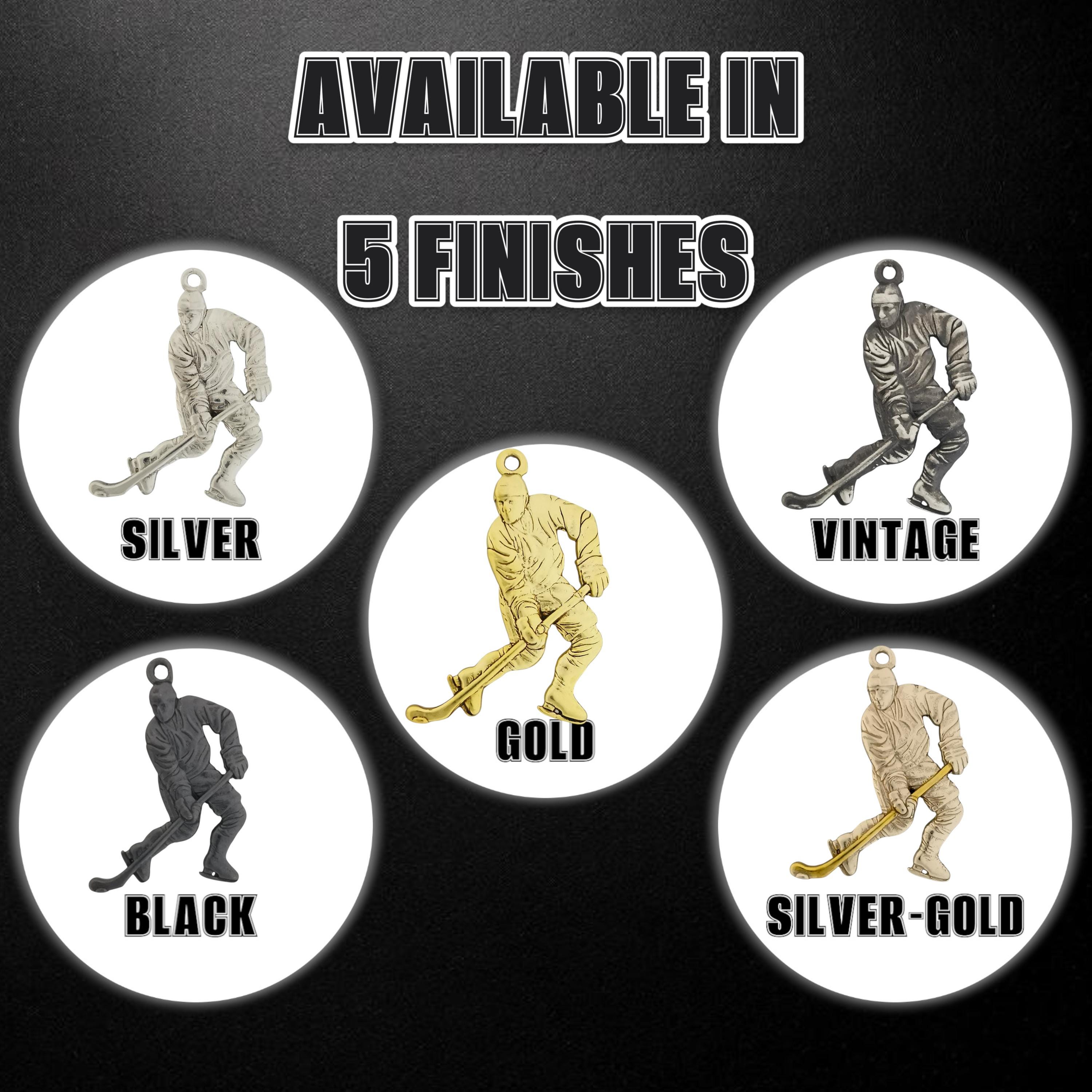 Ice Hockey Jewelry Pendant for Men – 925 Silver with Partial Gold Plating Gift Handcrafted Sports Accessory for Players and Coaches Necklace