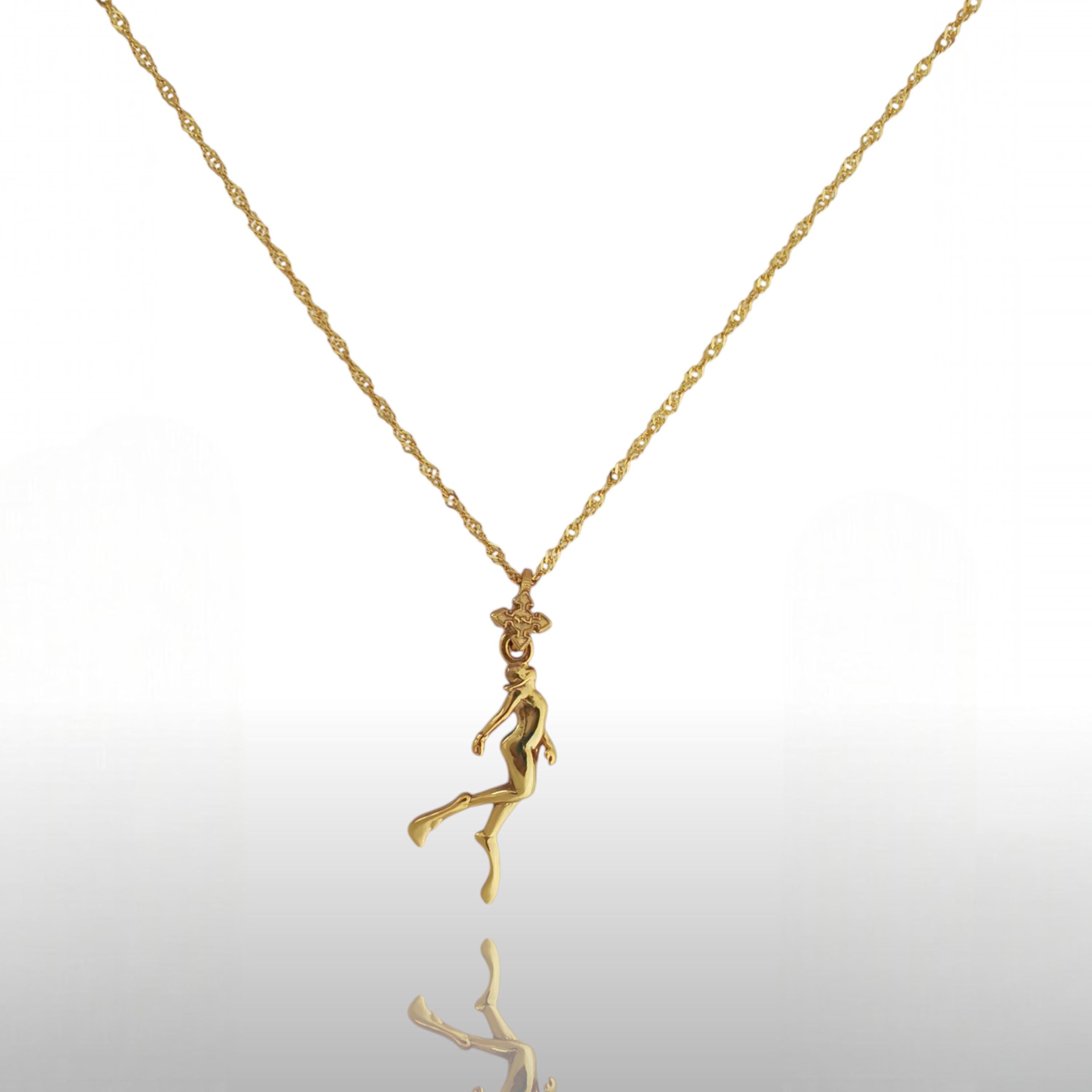 Diving Jewelry Pendant for Women – Gold-Plated 925 Silver Gift – Sports Accessory for Swimmers and Diver Girls – Necklace