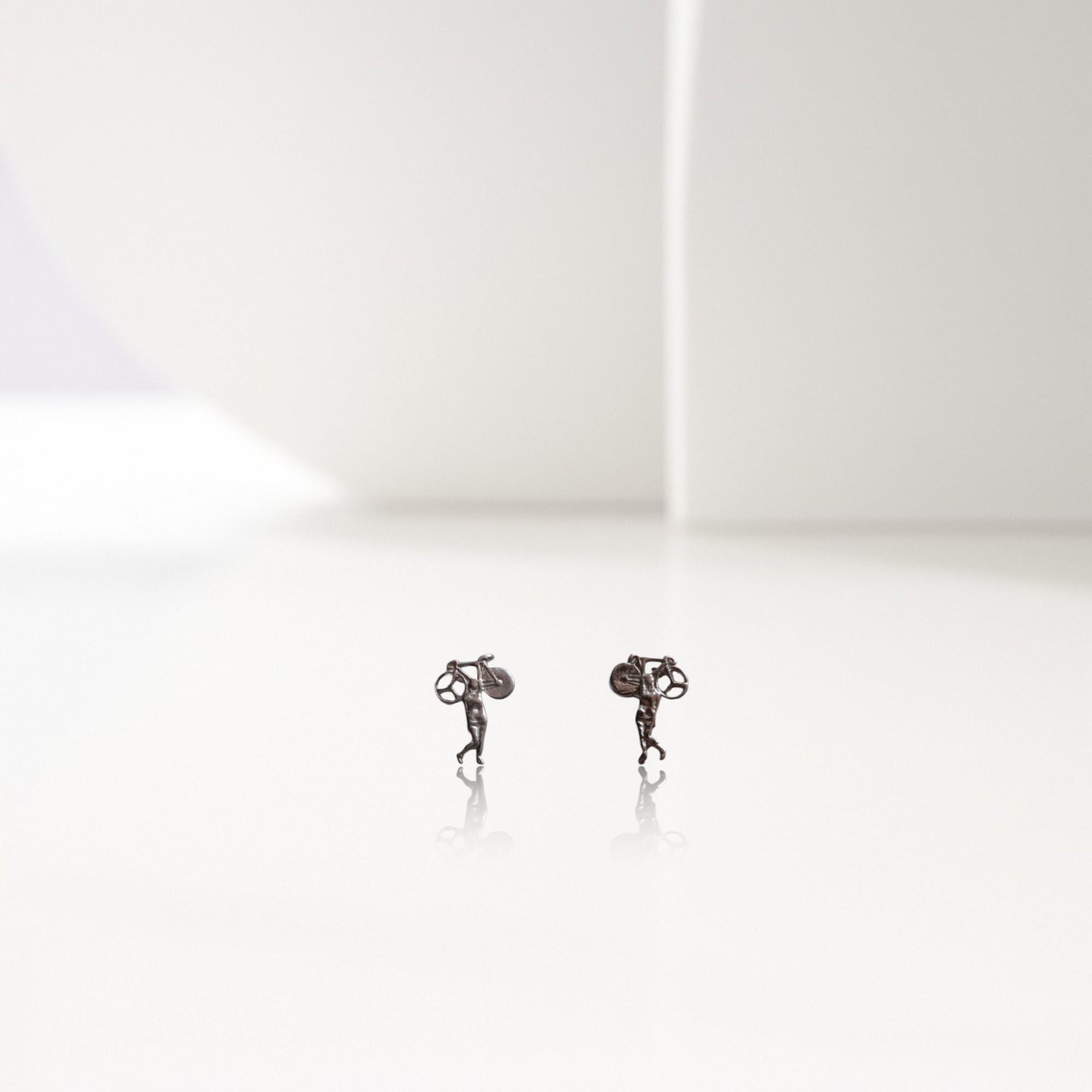 Cycling Stud Earrings. 925 Silver Jewelry for Women in Vintage-Inspired Style | Gift for Cyclist, Coach or Athlete