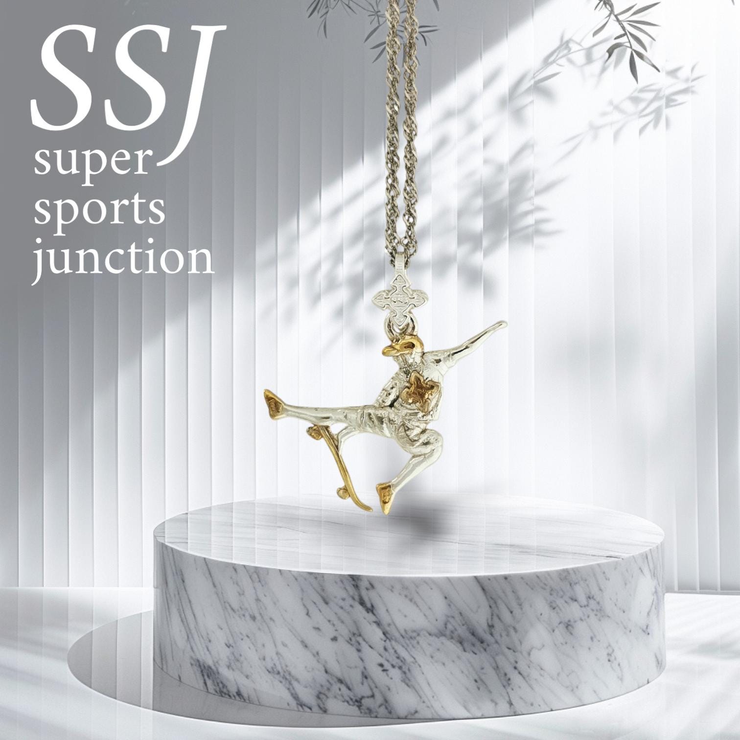 Skateboarding Jewelry Pendant for Men and Teen Boys – 925 Silver with Partial Gold Plating, Handcrafted Gift Necklace for Skaters and Riders