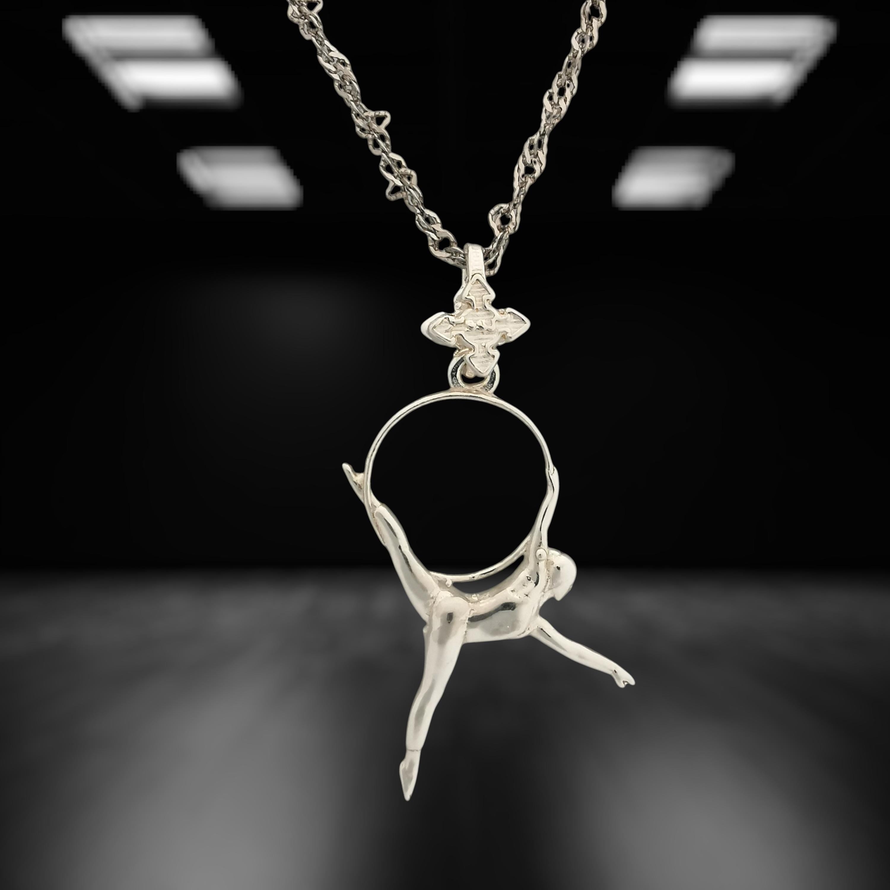 Aerial Hoop Jewelry Pendant for Women – Classic Silver 925 Gift – Handcrafted Sport Charm for Performers & Aerialists – Necklace