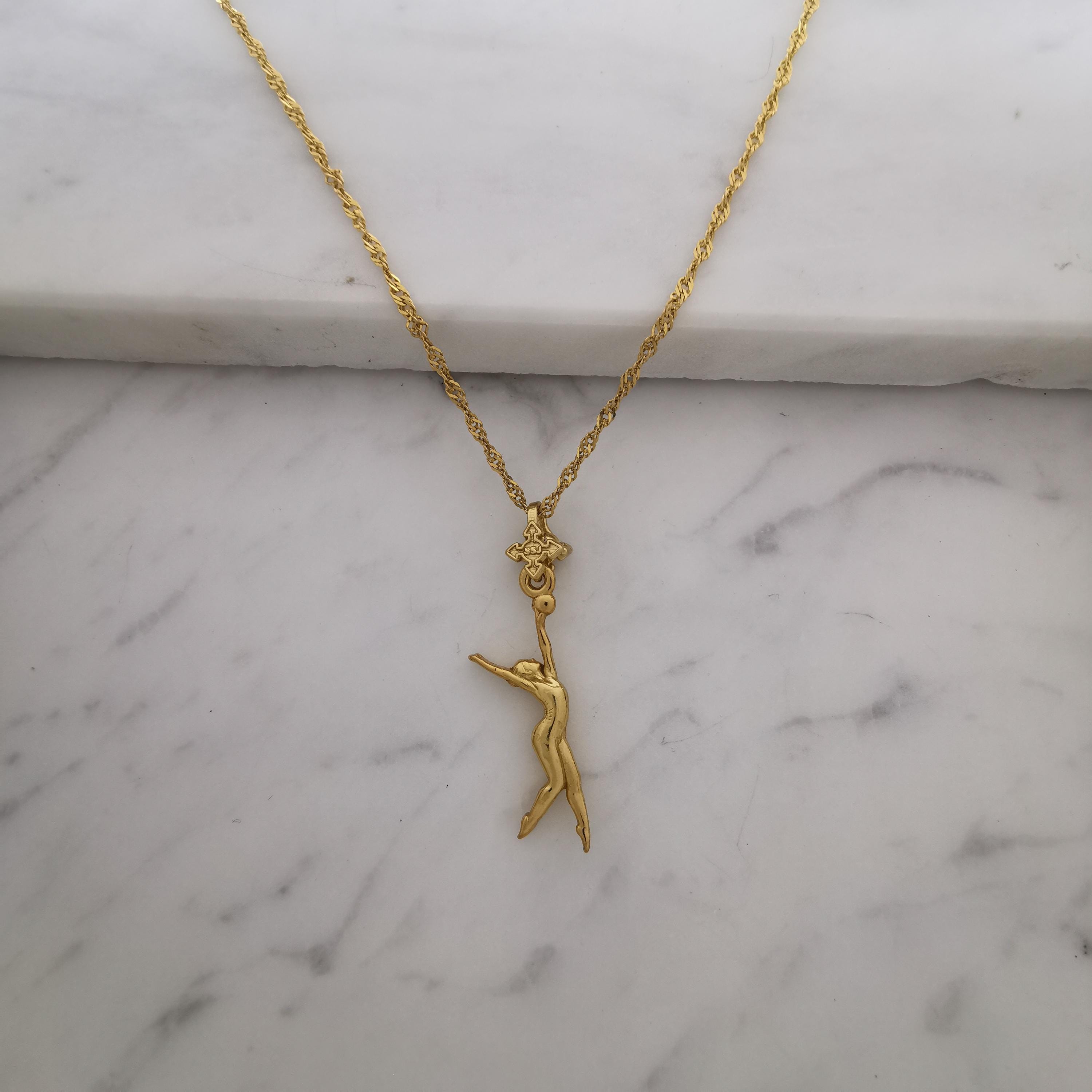 Rhythmic Gymnastics Jewelry Pendant for Women – Gold-Plated 925 Silver Gift – Ball Routine Sport Charm – Necklace