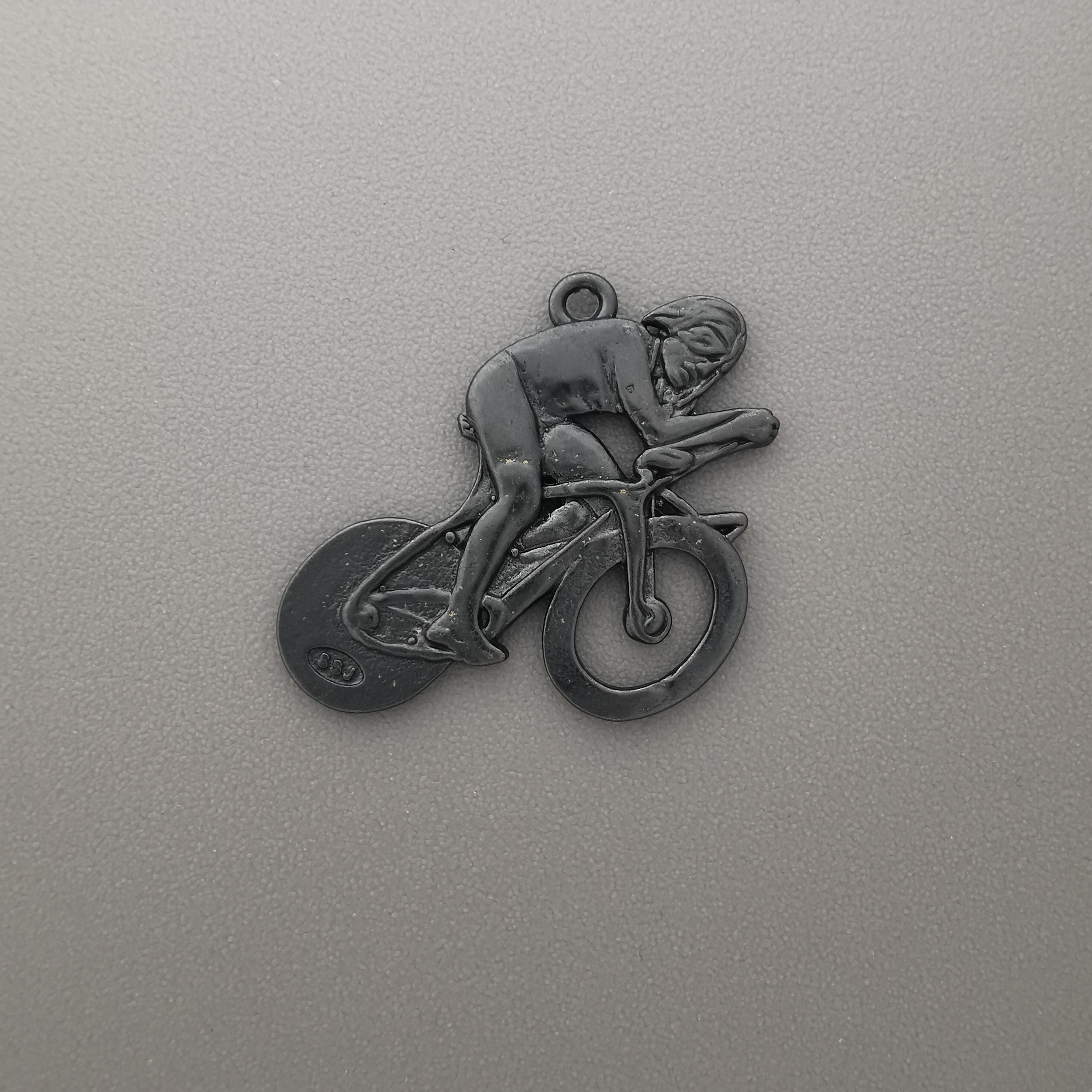 Cycling Jewelry Pendant for Men – Oxidized Black 925 Silver Gift – Sports Accessory for Road Bikers and Active Riders – Necklace