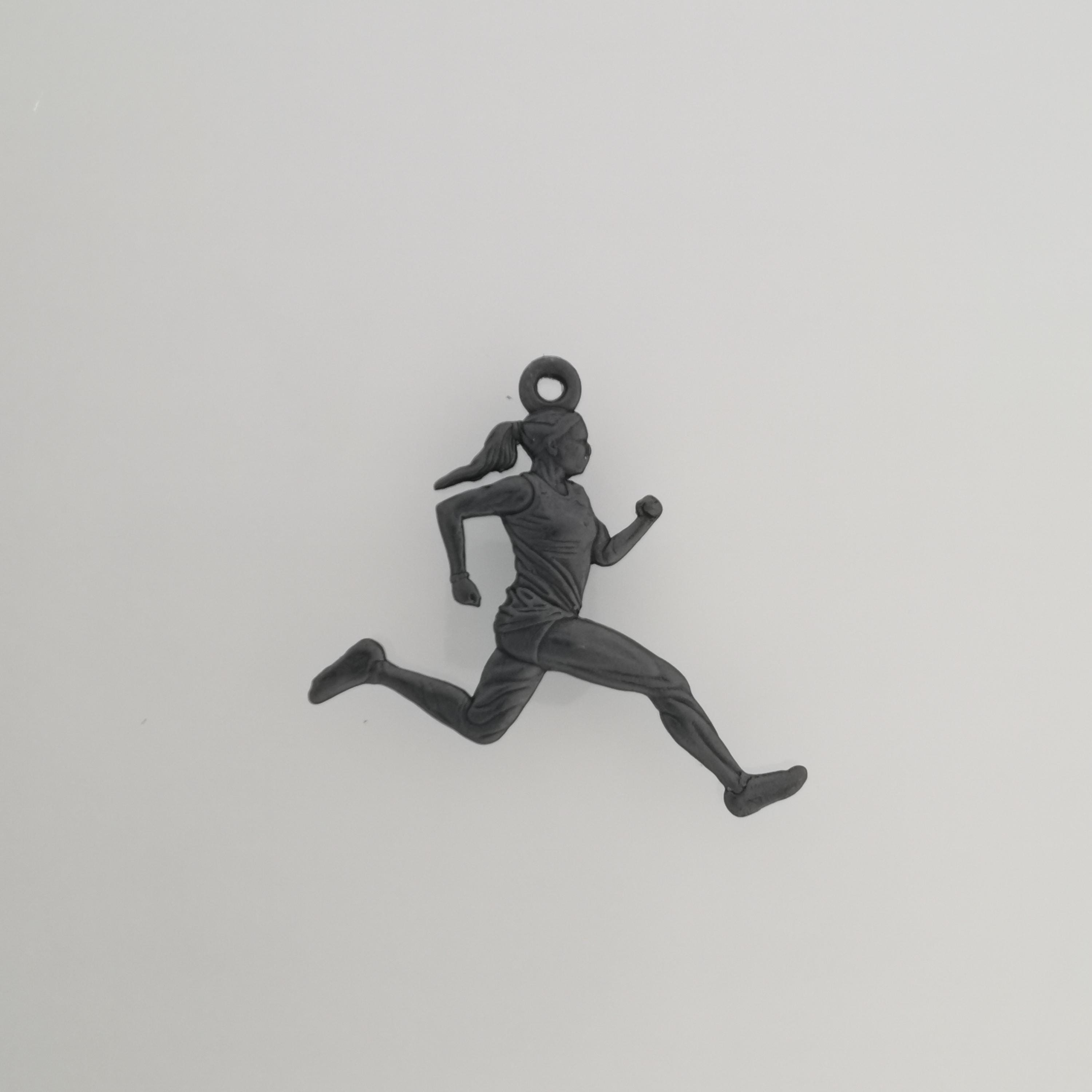 Gift for Runner Woman – Oxidized 925 Silver Pendant – Sporty Jewelry for Female Athletes and Active Women – Necklace