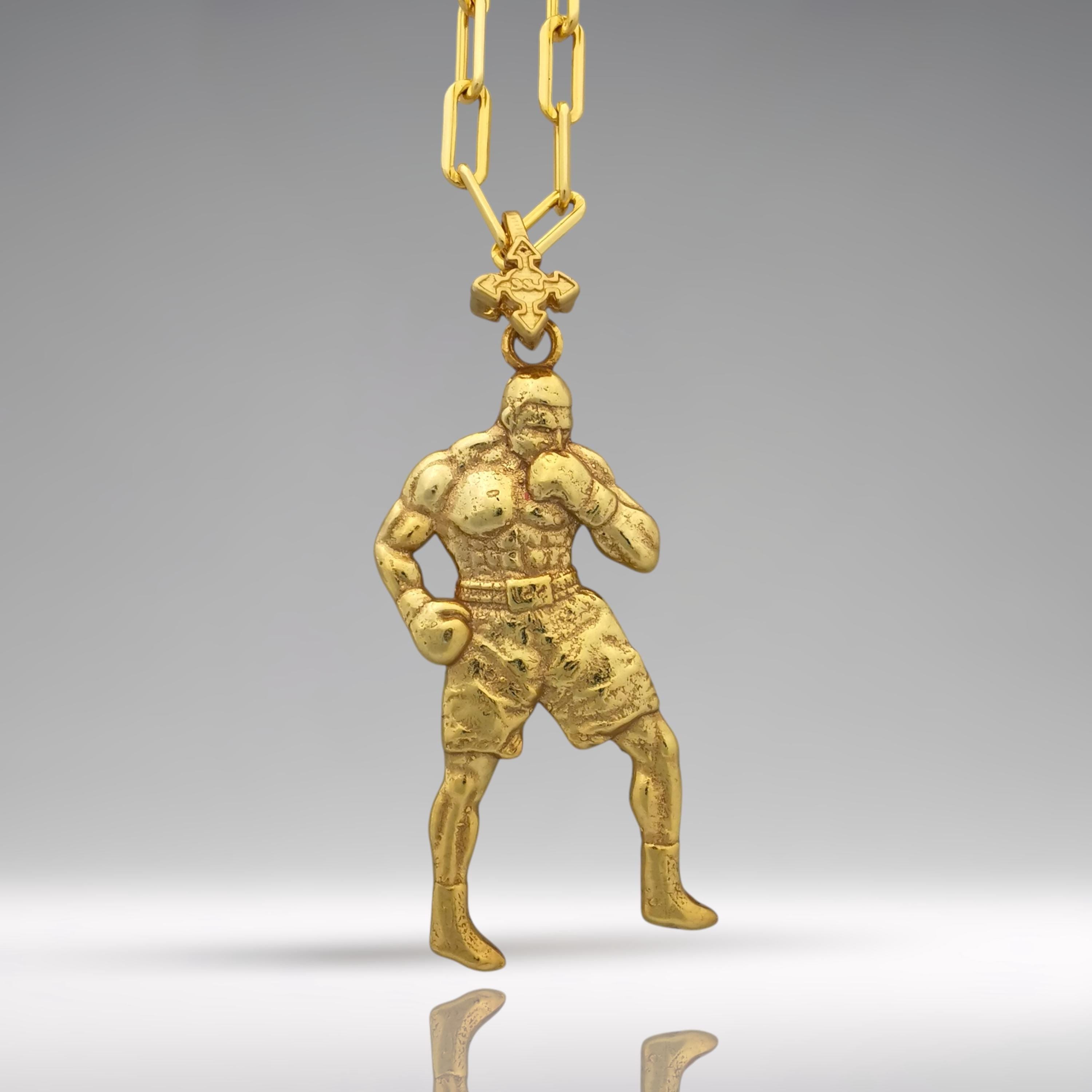 Boxing Jewelry Pendant for Men – Gold-Plated 925 Silver Gift – Handcrafted Sports Accessory for Fighters, Coaches & Fans – Necklace