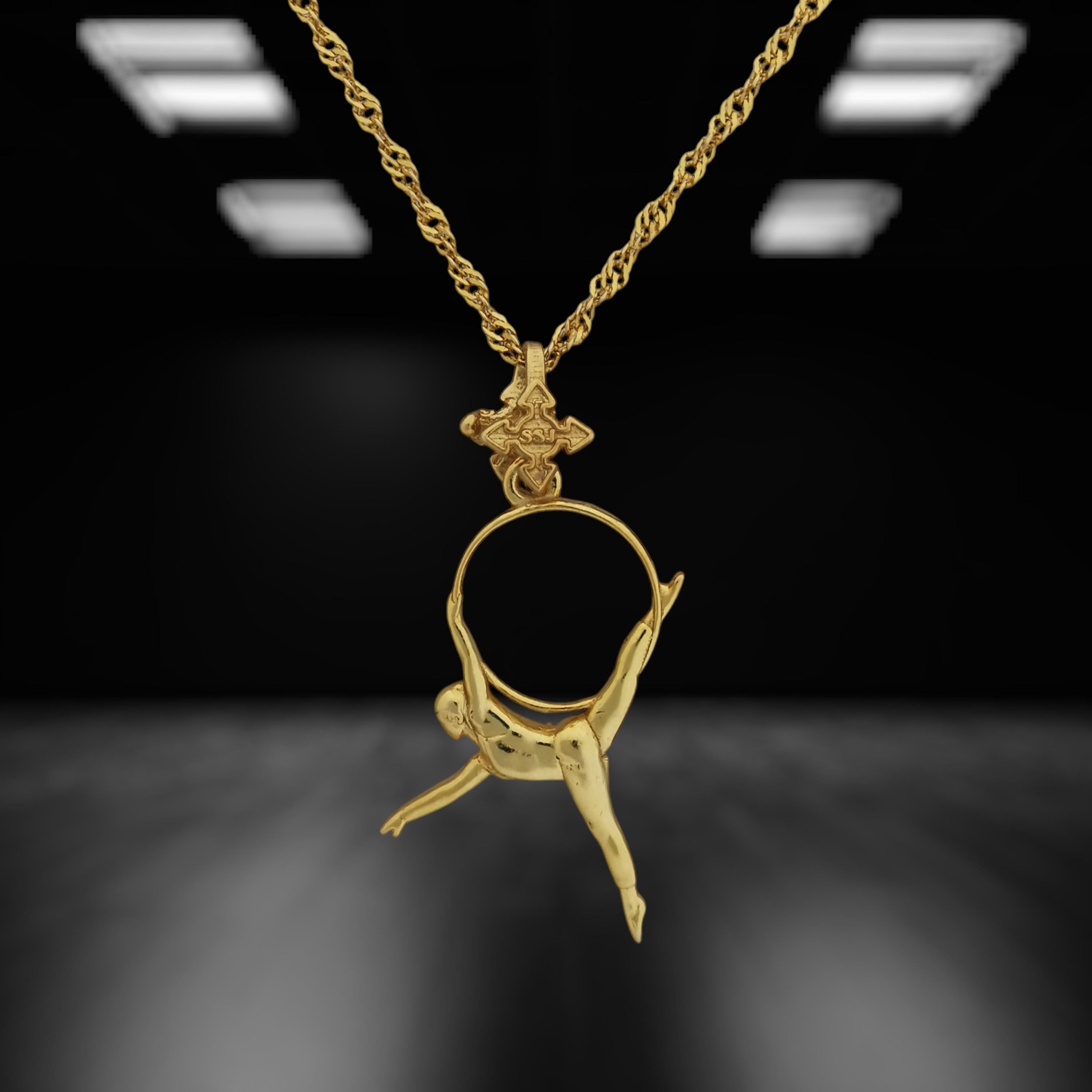 Aerial Hoop Jewelry Pendant for Women – Gold-Plated 925 Silver Gift – Handcrafted Sport Charm for Performers & Aerialists – Necklace