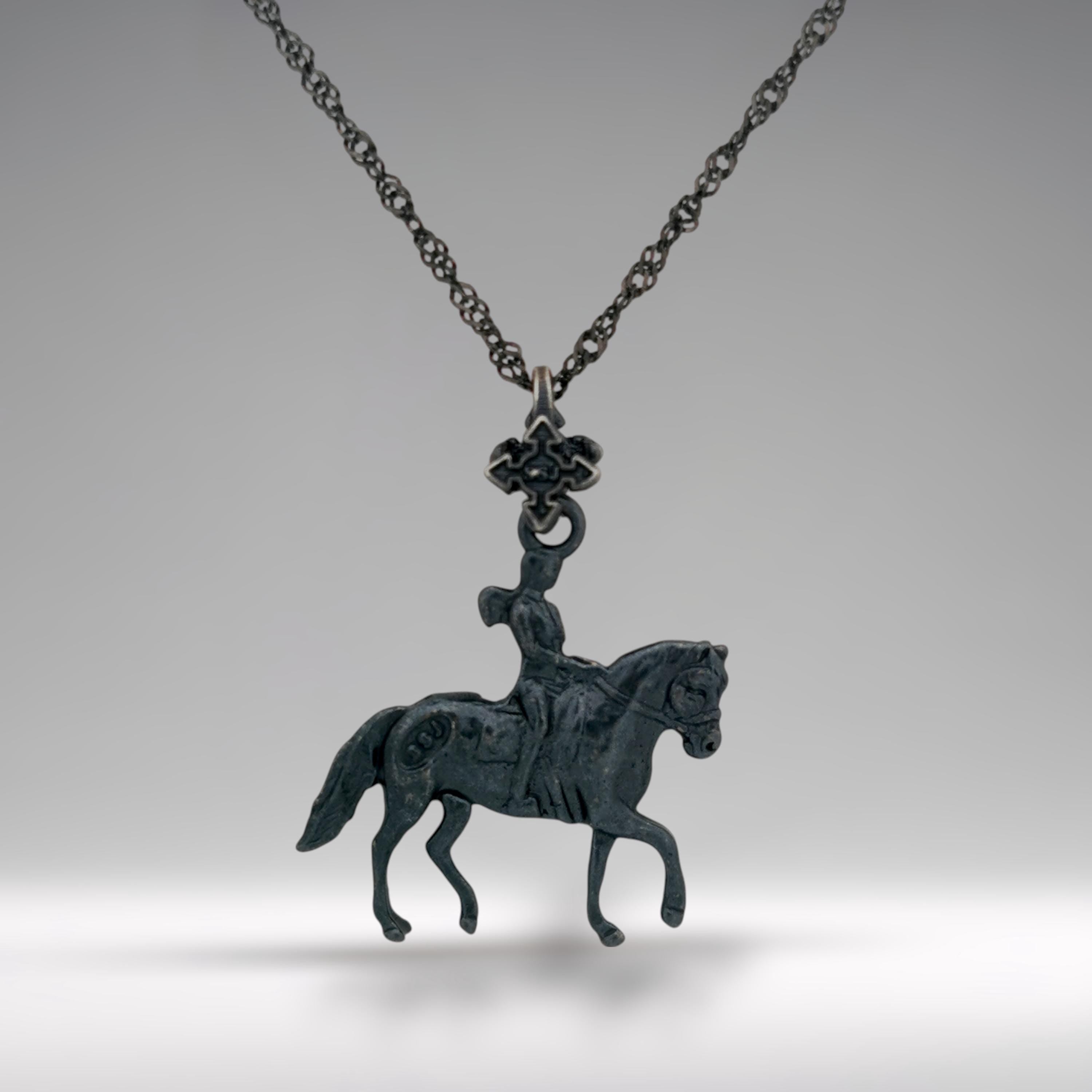 Horse Jewelry Pendant for Women – Oxidized Black 925 Silver Gift – Equestrian Sports Accessory for Riders – Necklace