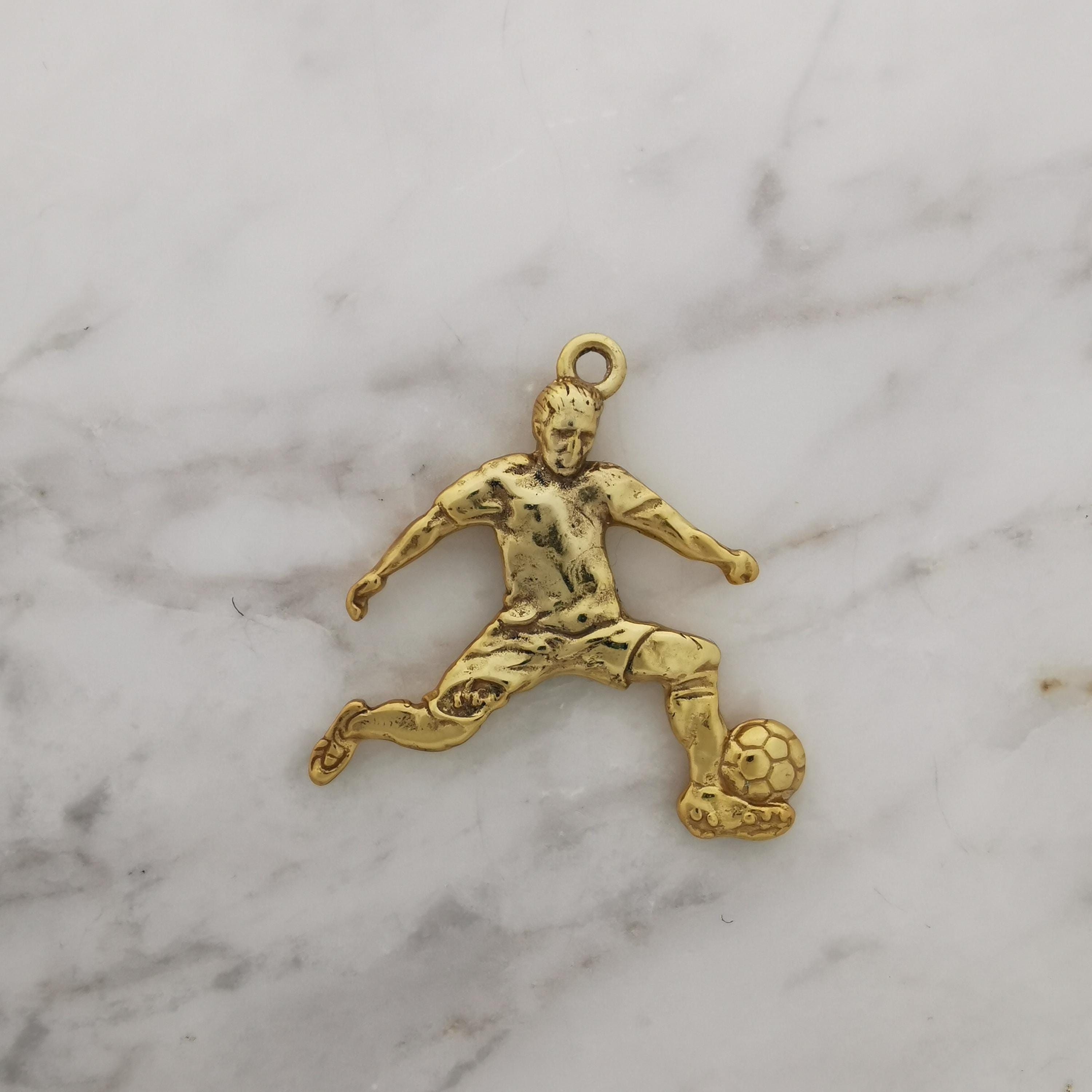 Football (Soccer) Jewelry Pendant for Men – Gold-Plated 925 Silver Gift – Handcrafted Sport Charm for Players – Necklace