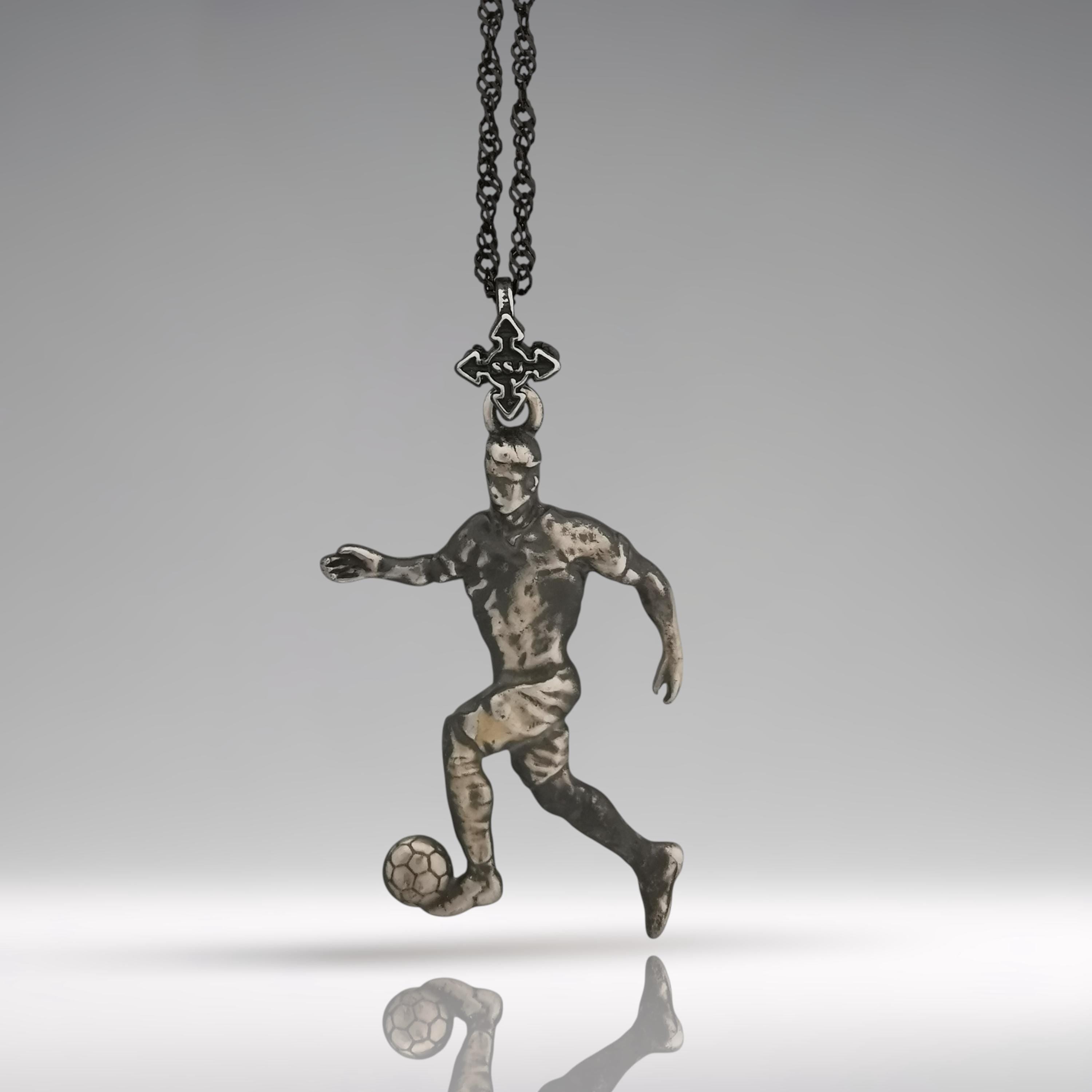Football Pendant for Men – Vintage Style 925 Silver Jewelry Gift – Handcrafted Sports Charm for Players, Coaches & Fans – Necklace