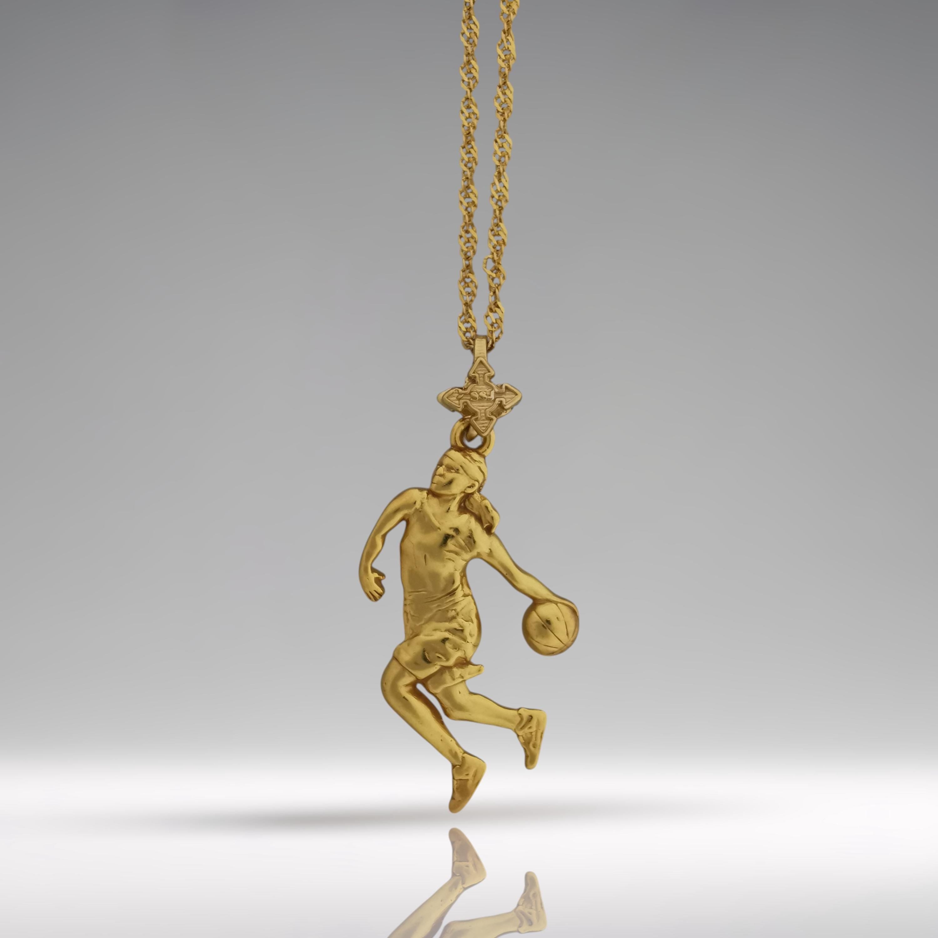Basketball Pendant for Women and Girls – Gold-Plated 925 Silver Jewelry Gift – Handcrafted Sports Charm for Players, Fans & Coaches Necklace