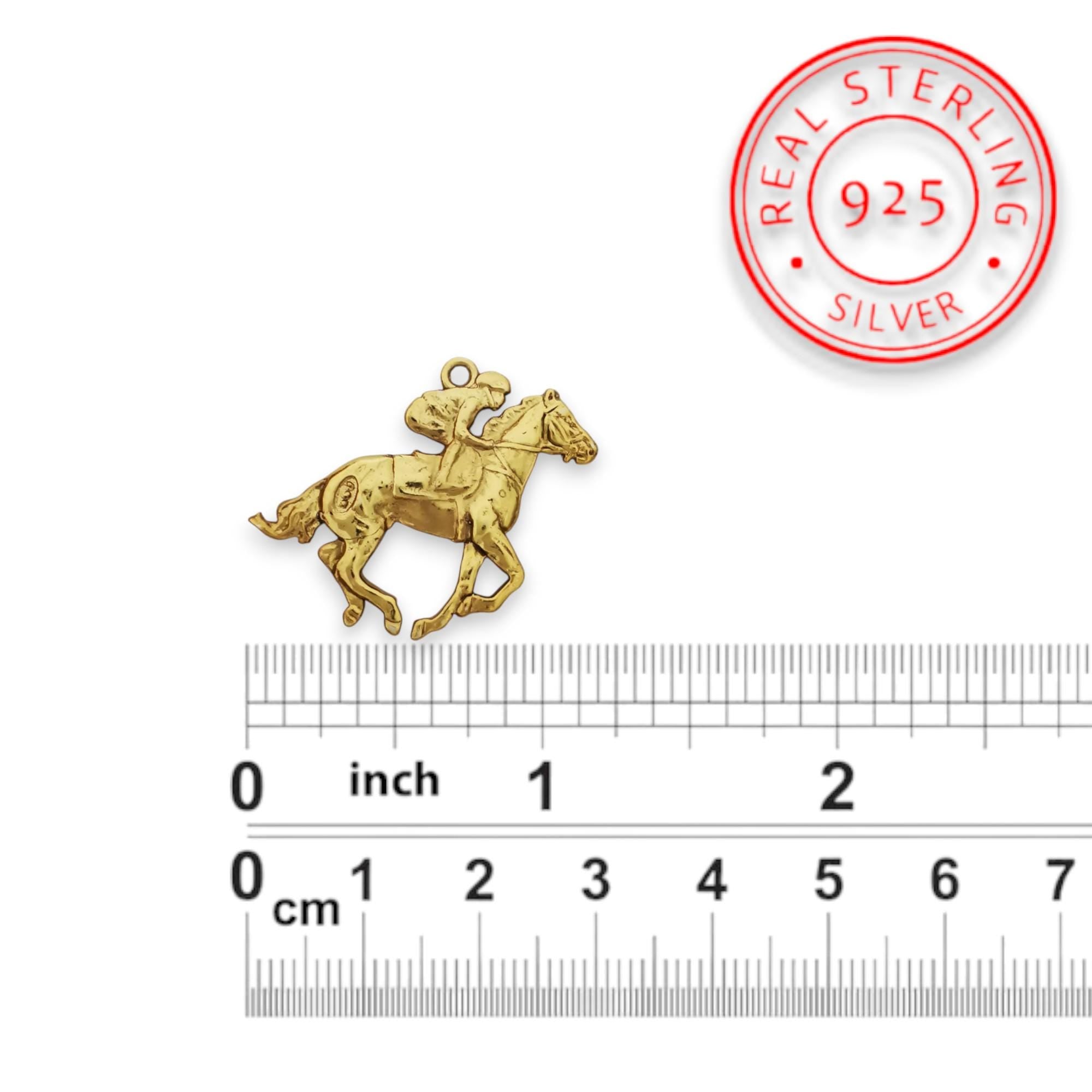 Horse Riding Pendant for Men – Gold-Plated 925 Silver Equestrian Jewelry – Gift for Rider, Coach or Athlete - Necklace