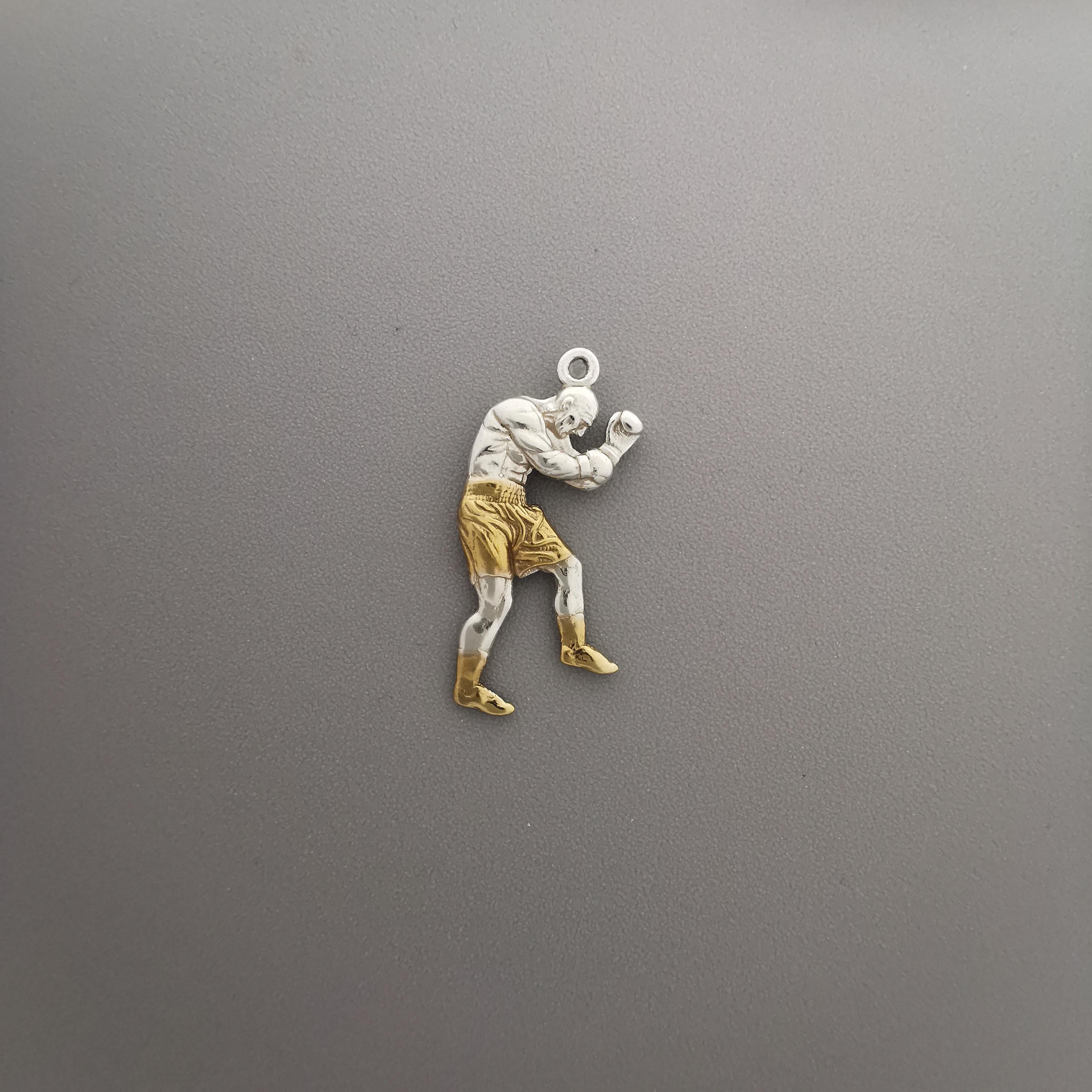 Boxing Jewelry Pendant for Men – 925 Silver with Partial Gold Plating – Handcrafted Sports Gift for Birthday or Father’s Day – Necklace