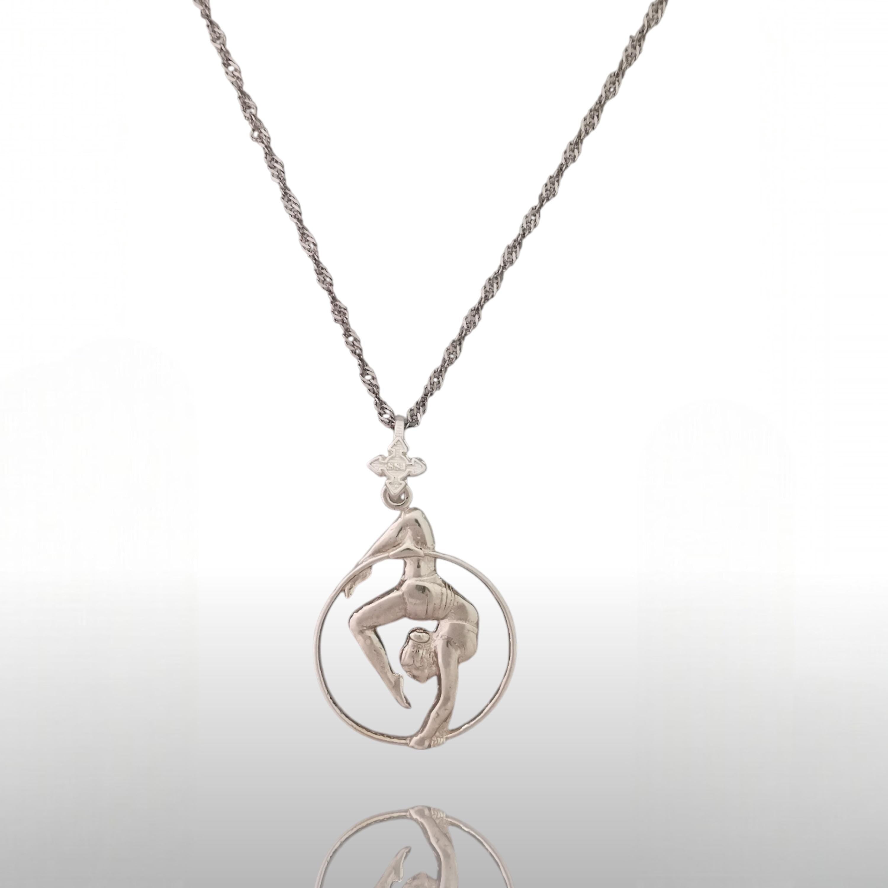 Aerial Hoop Jewelry – Classic 925 Silver Pendant for Women – Graceful Necklace Gift for Aerial Dancers and Movement Lovers