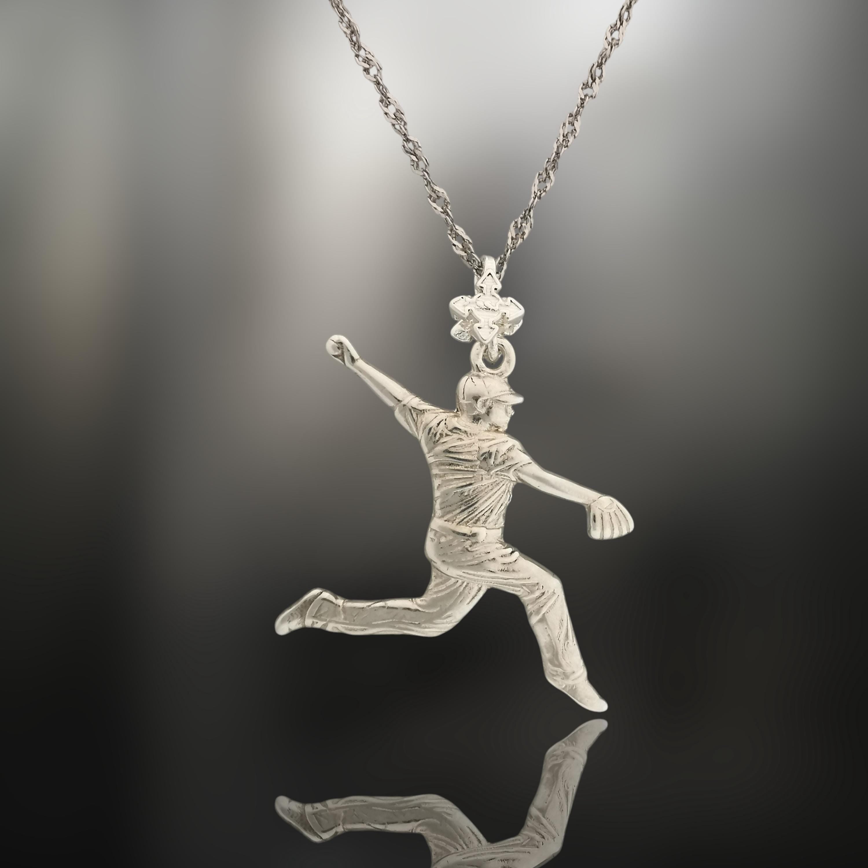 Baseball Jewelry Pendant for Men – Classic Silver 925 Gift – Handcrafted Sport Charm for Players & Pitchers – Necklace