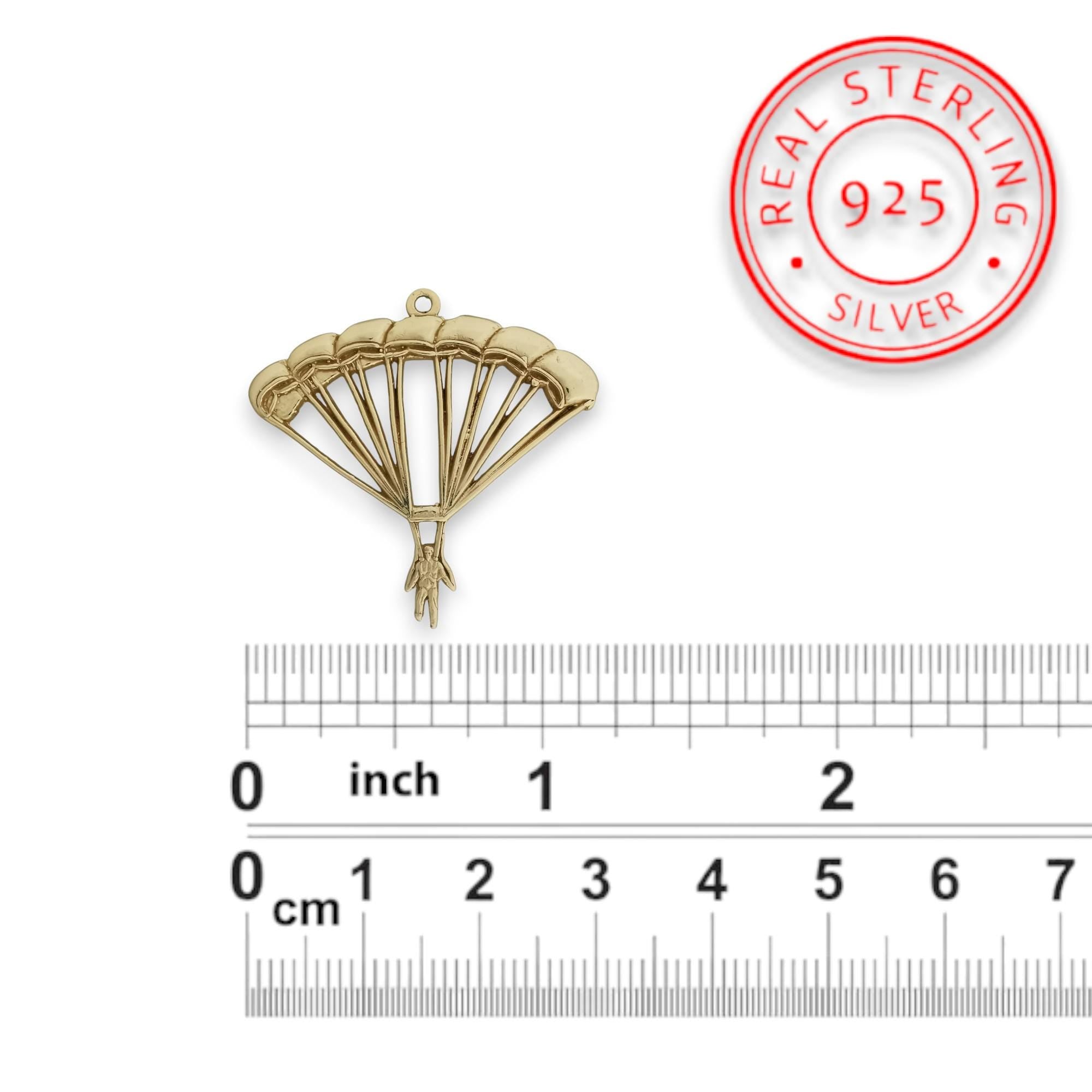 Skydiving Pendant for Men and Women – Gold-Plated 925 Silver Jewelry Gift – Handcrafted Sports Charm for Extreme Movement – Necklace
