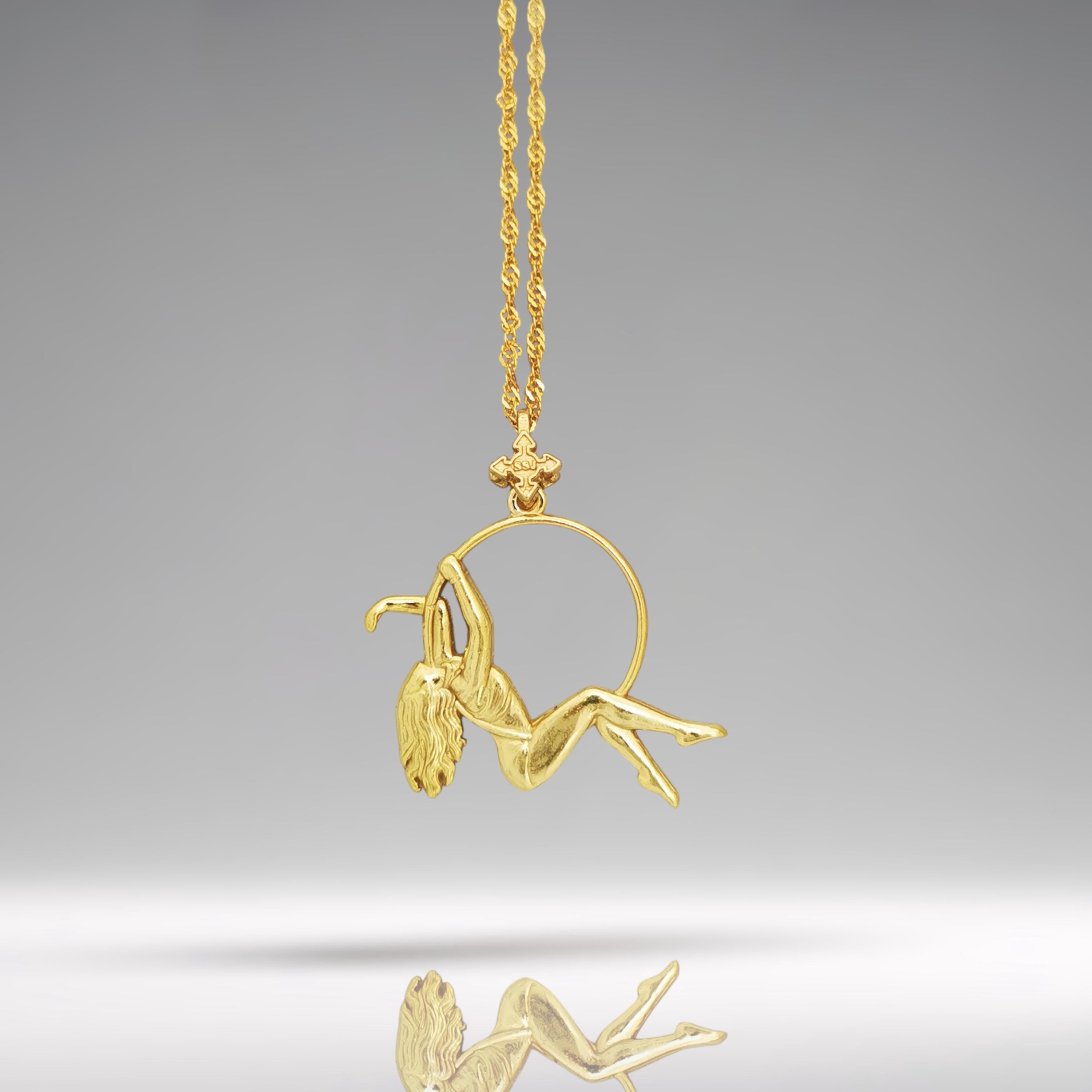 Aerial Hoop Pendant in Gold – 925 Silver Necklace for Women – Graceful Jewelry Gift for Aerialists, Dancers, and Free Spirits