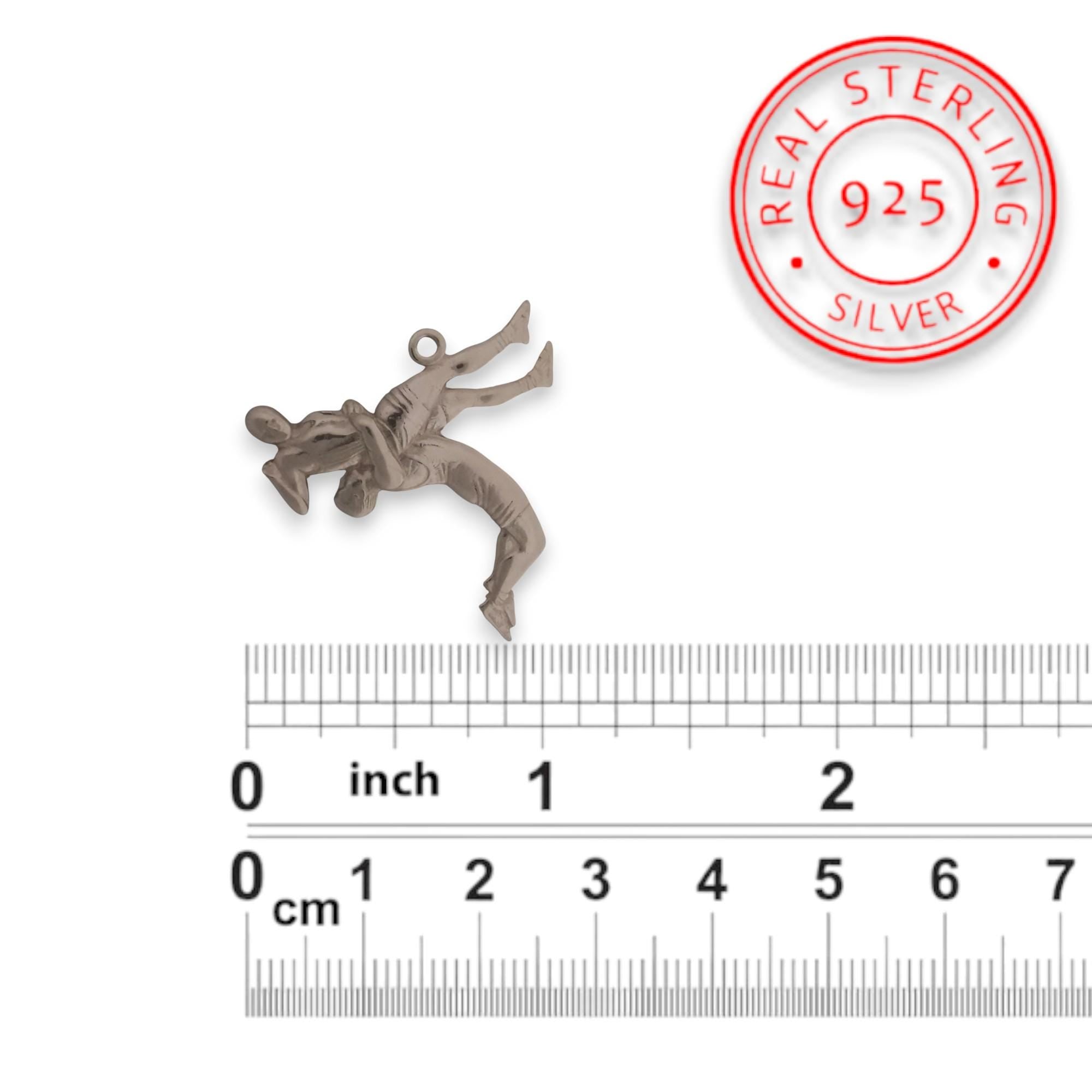 Wrestling Jewelry Pendant for Men – Classic Silver 925 Gift – Sports Accessory for Wrestlers and Grappling Fans – Necklace