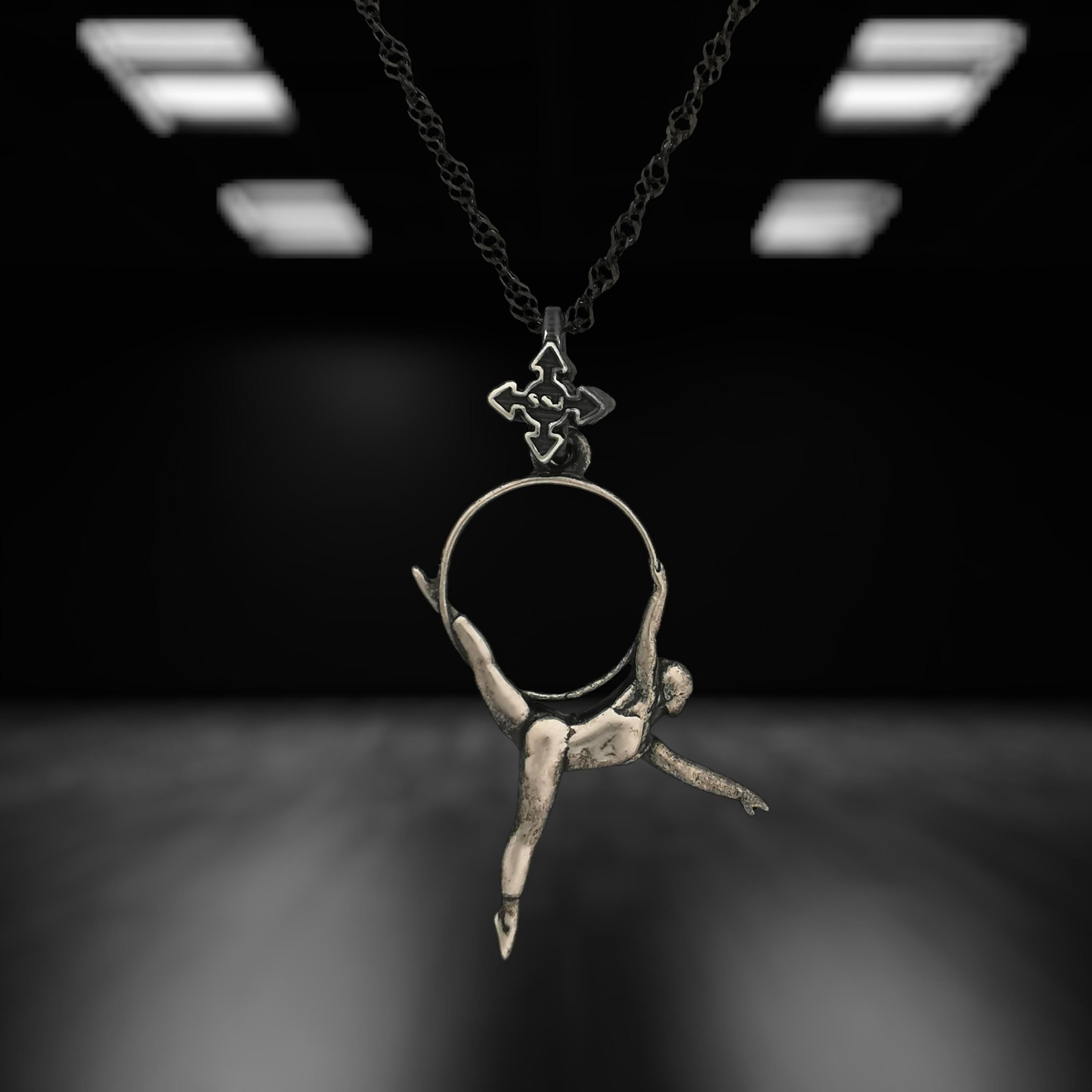 Aerial Hoop Jewelry Pendant for Women – Vintage Style 925 Silver Gift – Handcrafted Sport Charm for Performers & Aerialists – Necklace