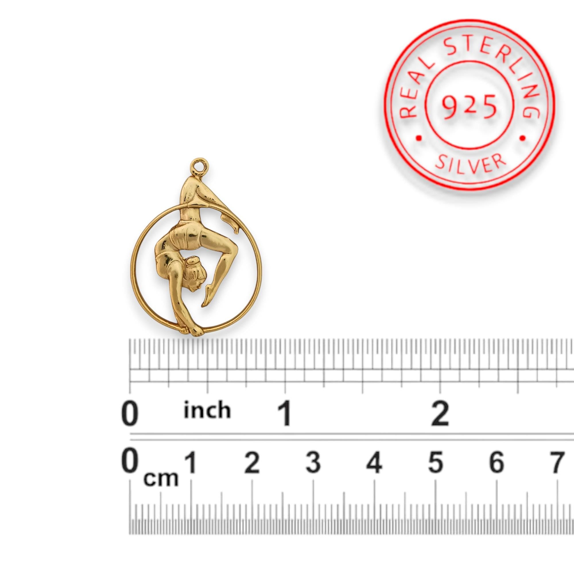Aerial Hoop Pendant in Gold – 925 Silver Necklace for Women – Graceful Jewelry Gift for Aerialists, Dancers, and Free Spirits