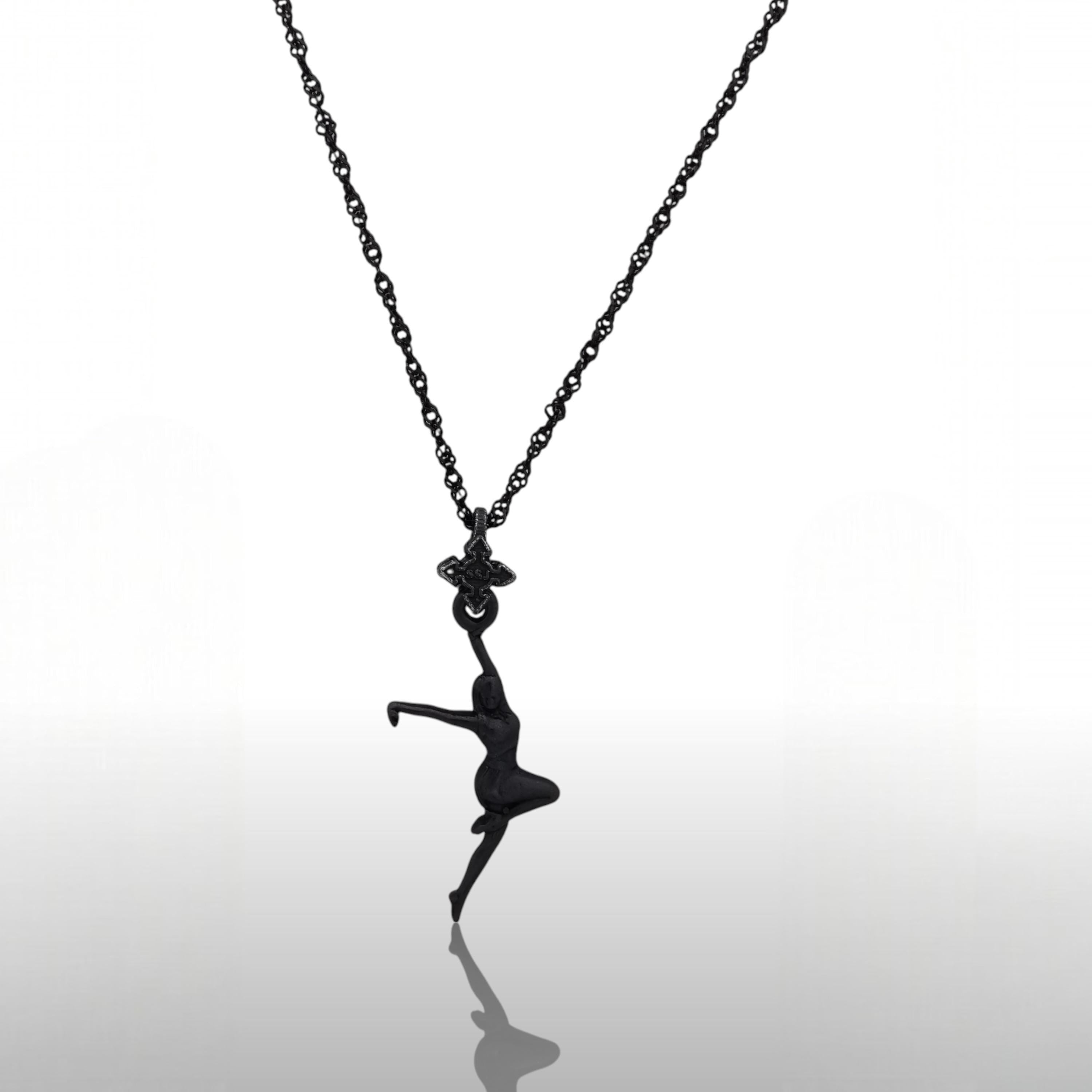 Latin Dance Jewelry Pendant for Women – Oxidized Black 925 Silver Gift – Handcrafted Sports Accessory for Dancers – Necklace