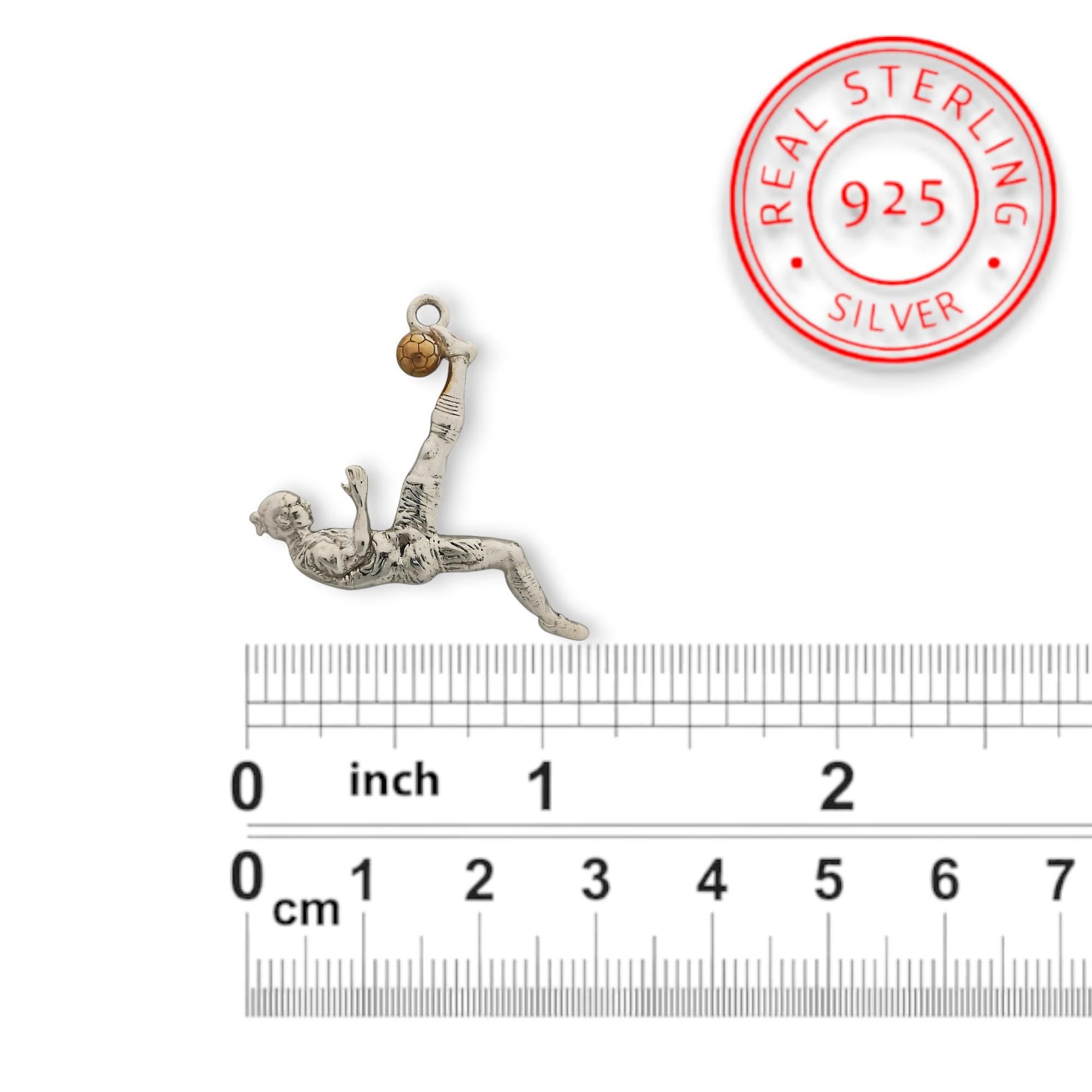 Football (Soccer) Jewelry Pendant for Men – 925 Silver with Partial Gold Plating – Handcrafted Sports Charm for Players – Necklace