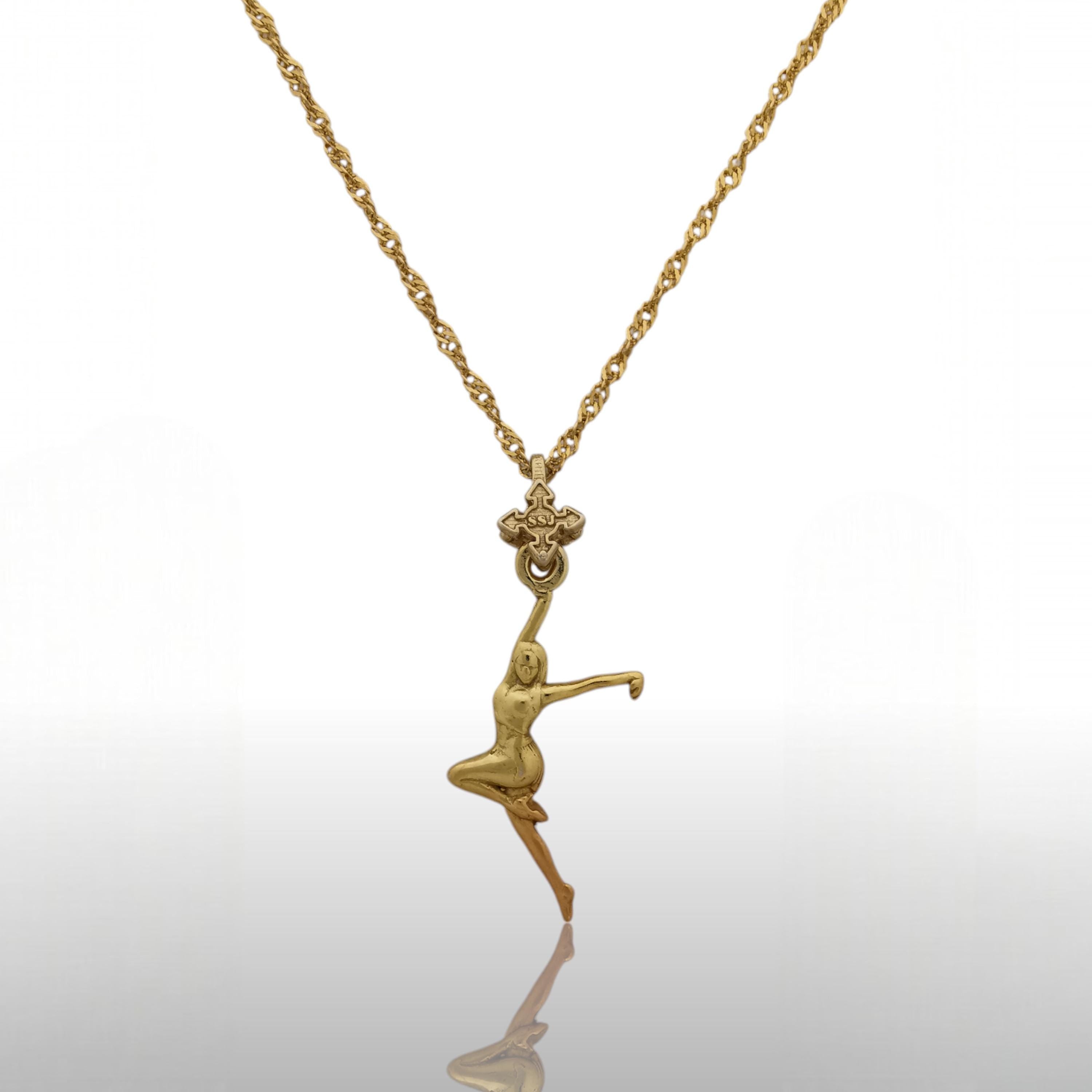 Latin Dance Jewelry Pendant for Women – Gold-Plated 925 Silver Gift – Handcrafted Sports Accessory for Dancers – Necklace