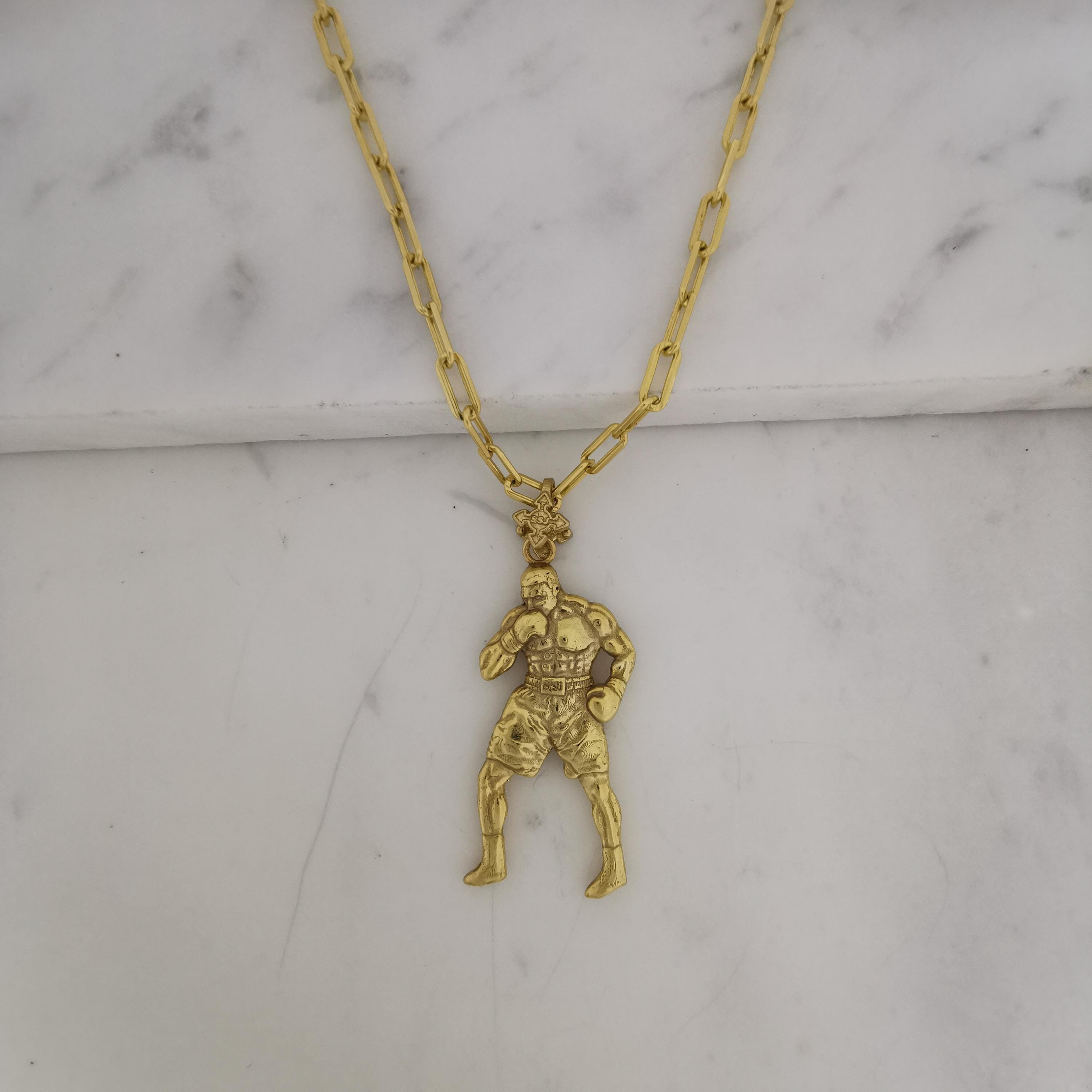 Boxing Jewelry Pendant for Men – Gold-Plated 925 Silver Gift – Handcrafted Sports Accessory for Fighters, Coaches & Fans – Necklace