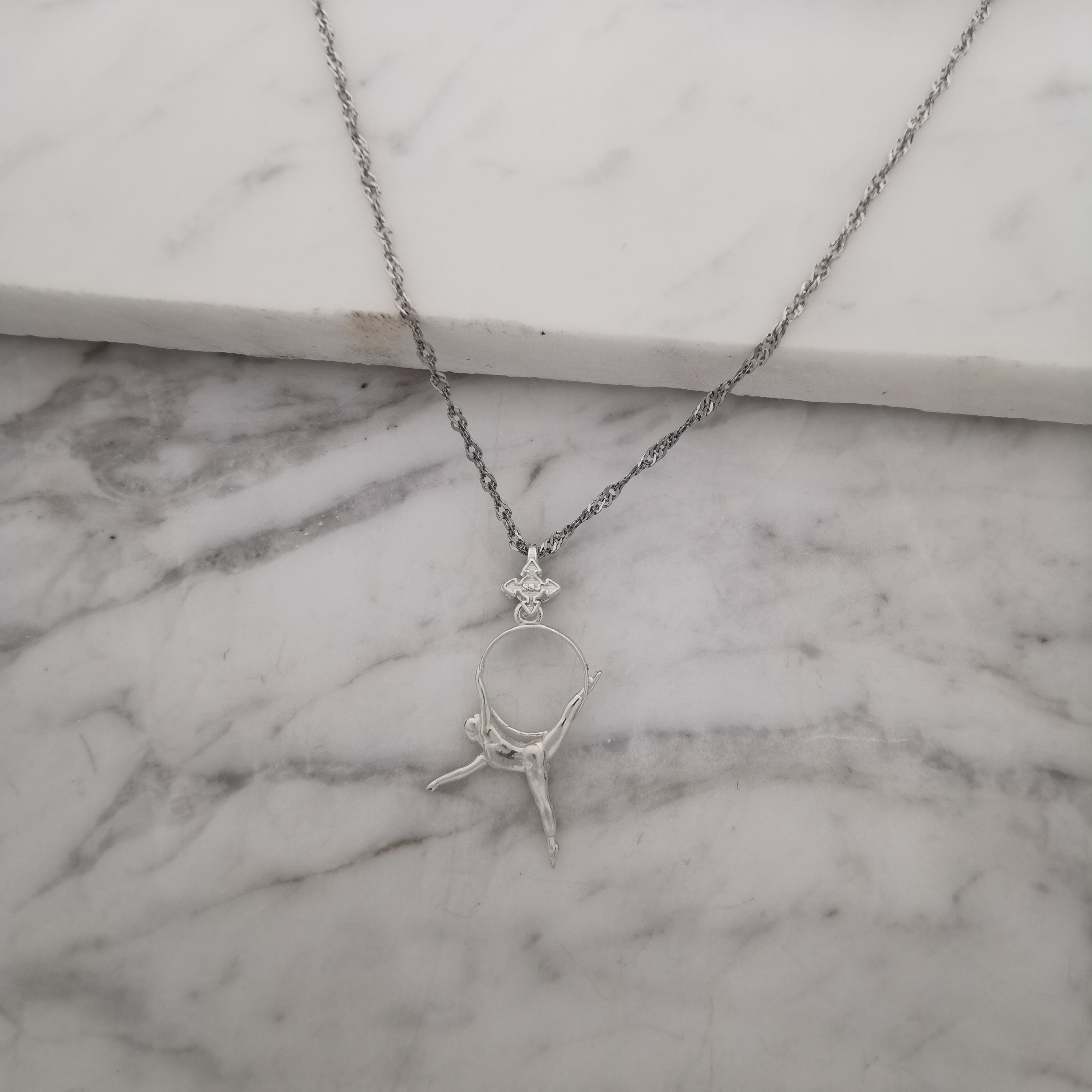Aerial Hoop Jewelry Pendant for Women – Classic Silver 925 Gift – Handcrafted Sport Charm for Performers & Aerialists – Necklace