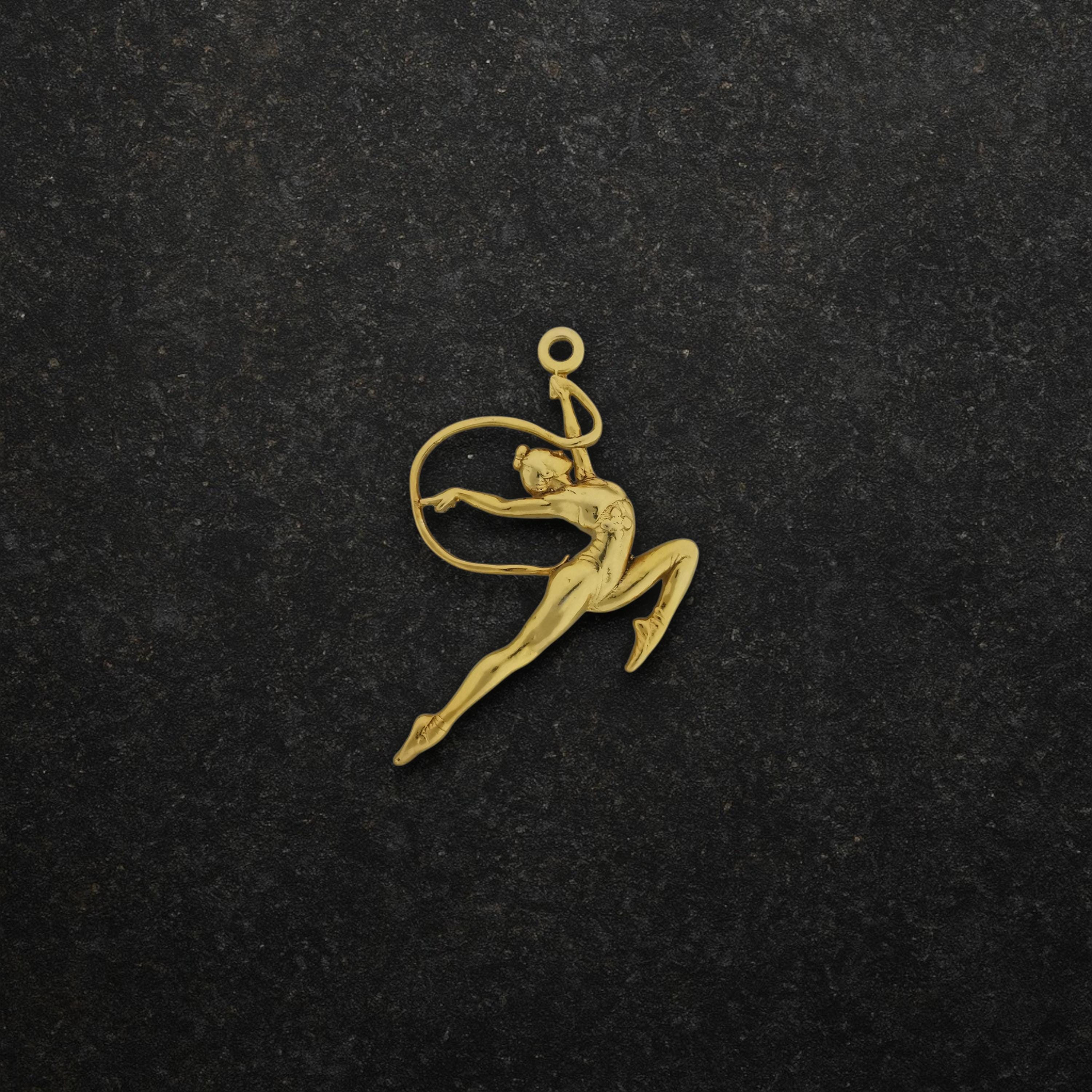 Rhythmic Gymnastics Jewelry Pendant for Girls – Gold-Plated 925 Silver Sports Gift – Handcrafted Charm for Dancers & Athletes – Necklace