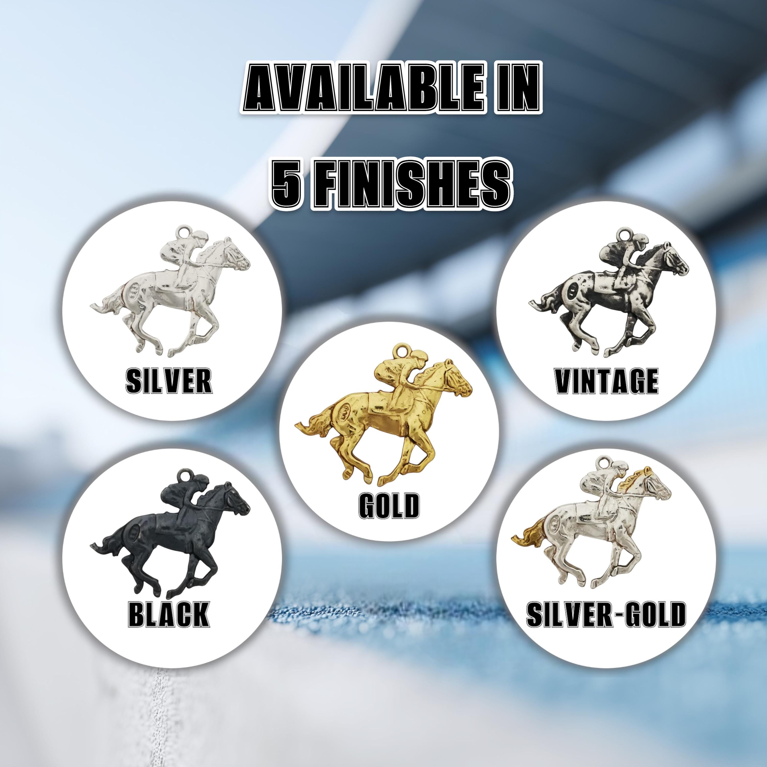Horse Riding Jewelry Pendant for Men – 925 Silver with Partial Gold Plating – Elegant Sports Accessory for Riders – Necklace