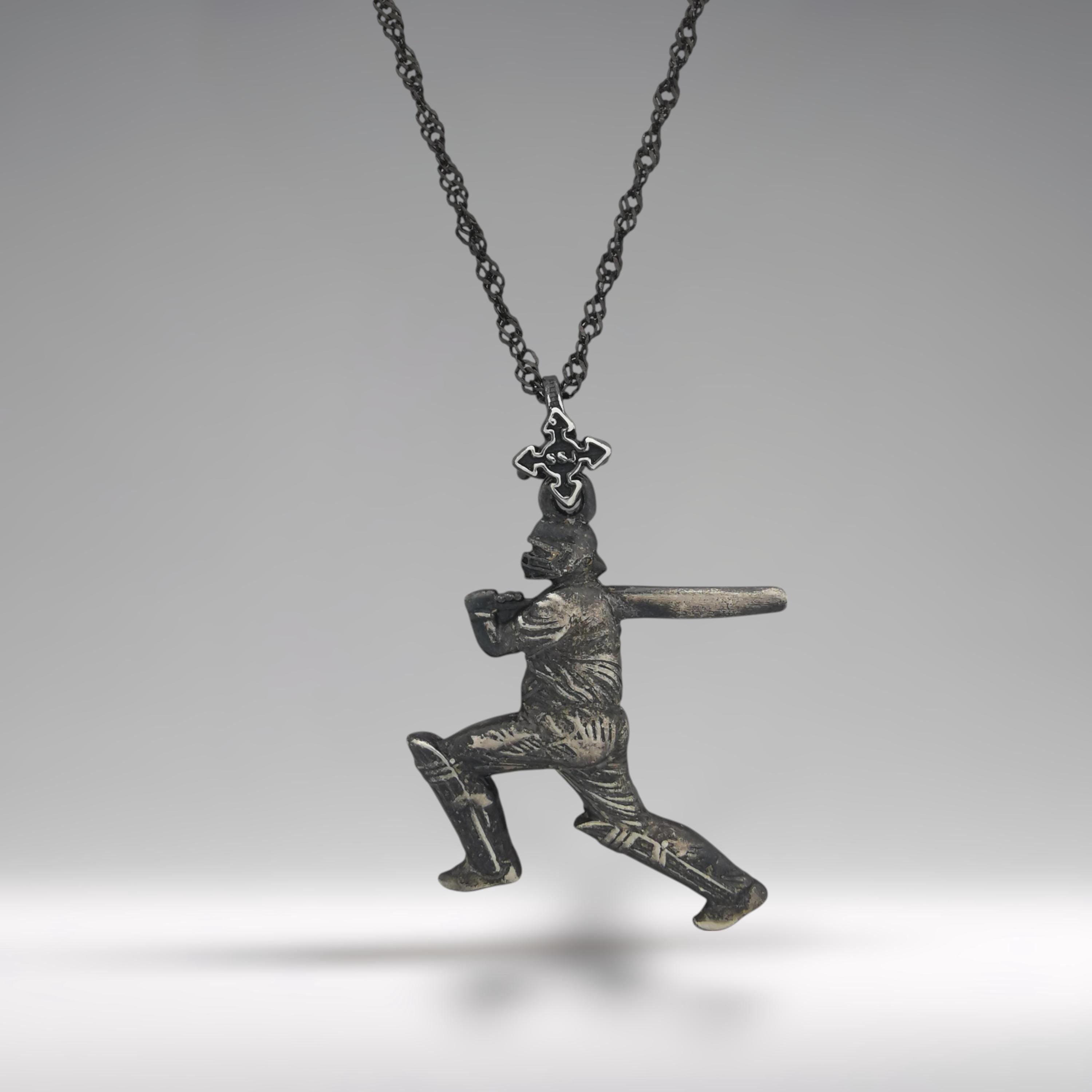 Cricket Necklace for Men – Vintage Style 925 Silver Pendant – Sports Jewelry Gift for Cricketers, Fans, or Coaches