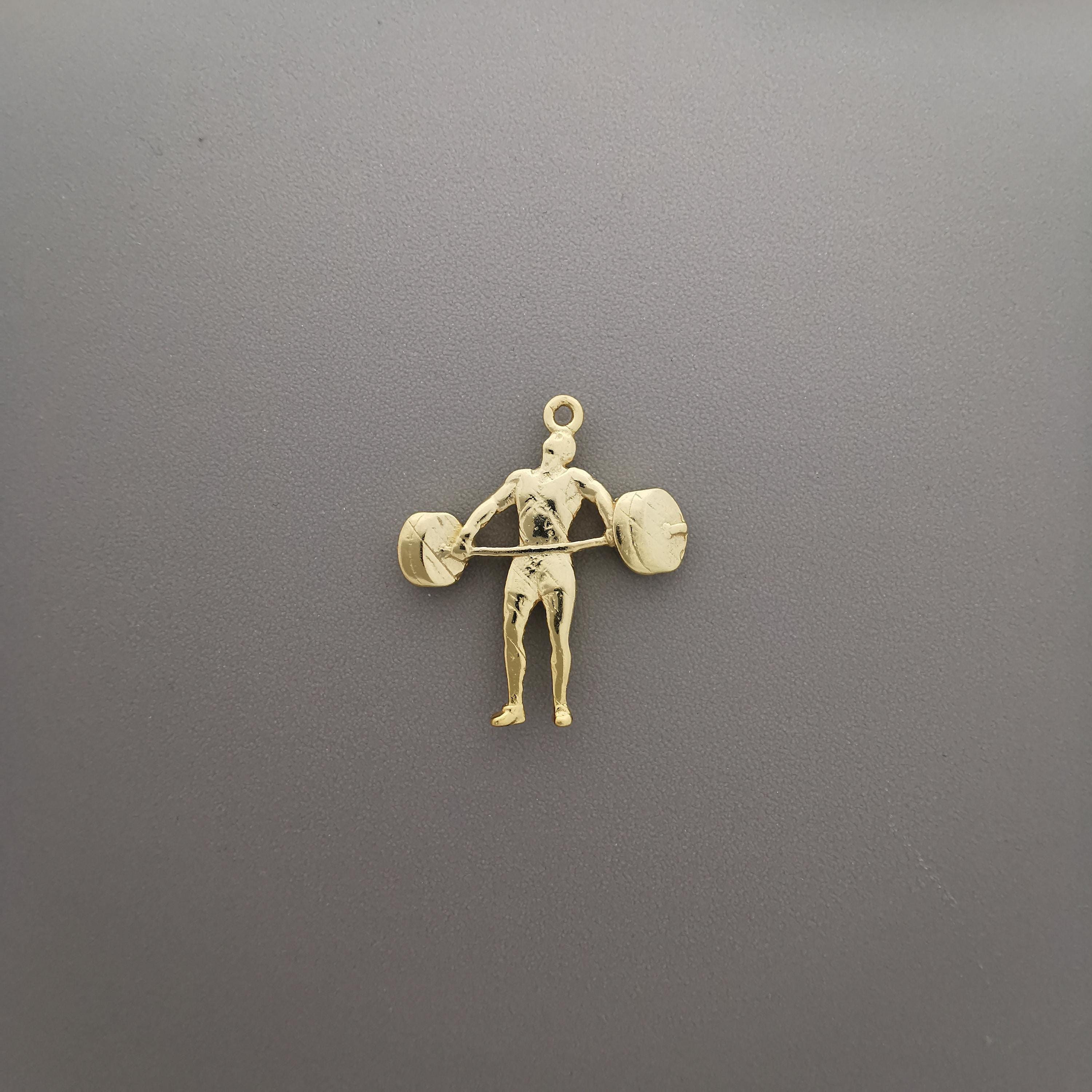 Gold-Plated Weightlifting Pendant Necklace - Mens Gym Charm for Bodybuilders