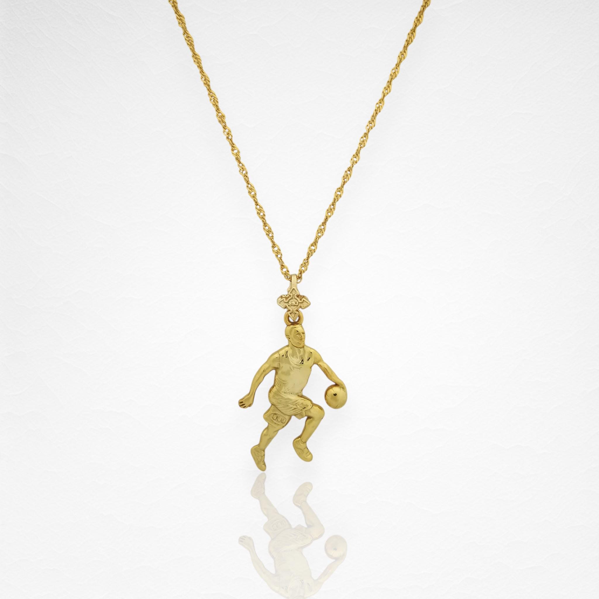 Basketball Jewelry Pendant for Men – Gold-Plated 925 Silver Gift – Bold Sports Accessory for Players and Collectors – Necklace