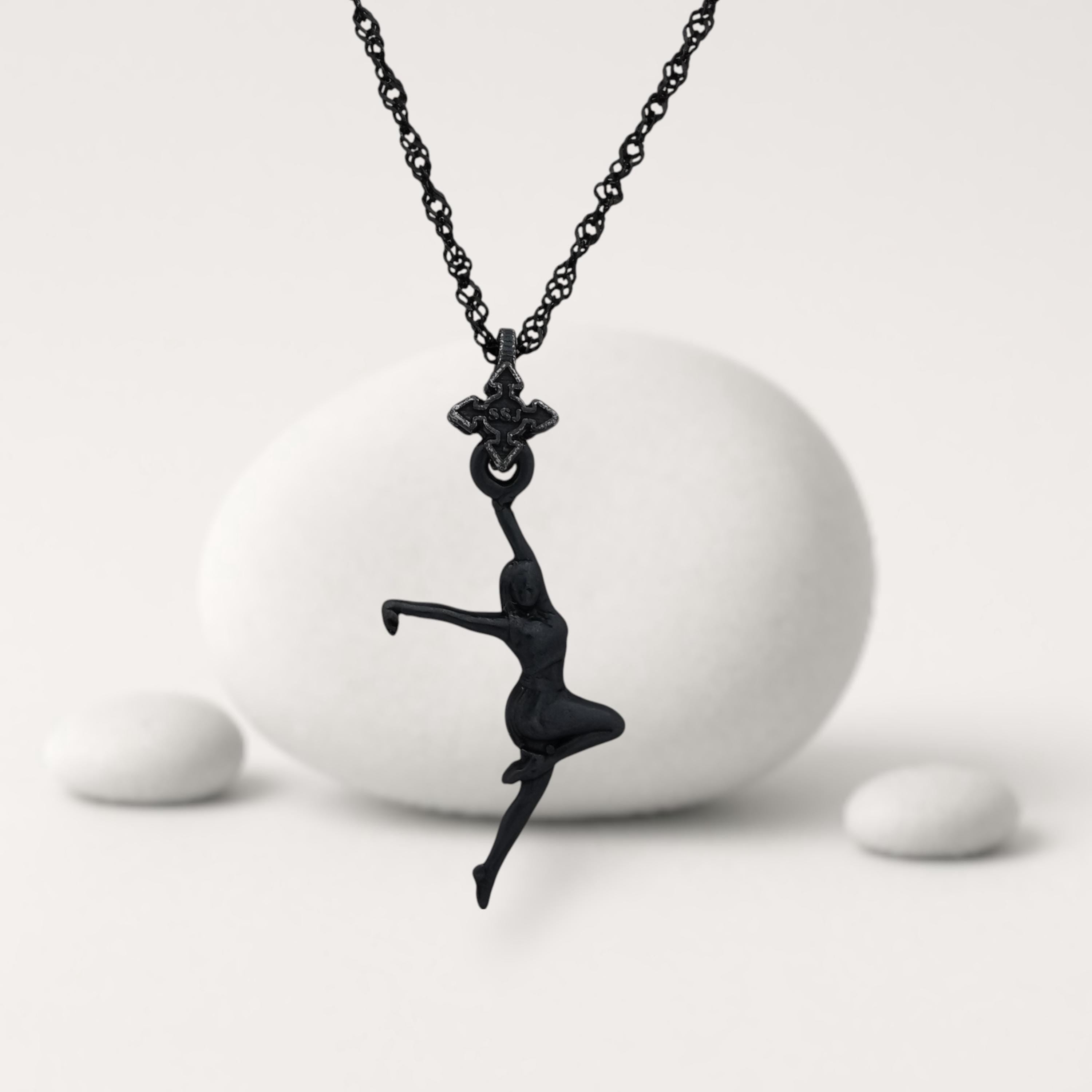 Latin Dance Jewelry Pendant for Women – Oxidized Black 925 Silver Gift – Handcrafted Sports Accessory for Dancers – Necklace