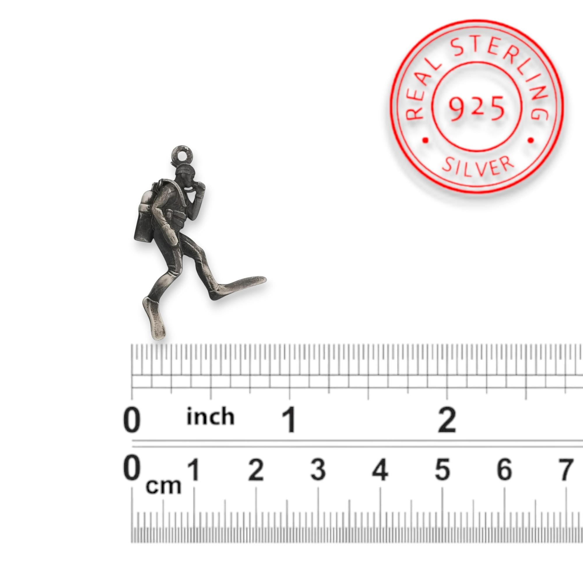 Scuba Diving Jewelry Pendant for Men & Women, Vintage Style 925 Silver Gift – Handcrafted Diver Charm for Ocean Lovers and Athletes Necklace