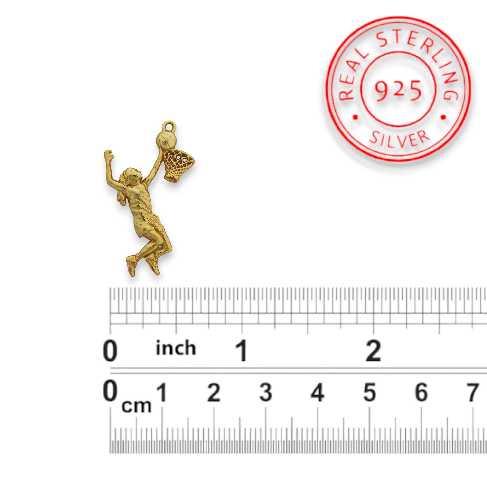 Basketball Jewelry Pendant for Women – Gold-Plated 925 Silver Gift – Handcrafted Sports Charm for Athletes, Coaches & Fans – Necklace