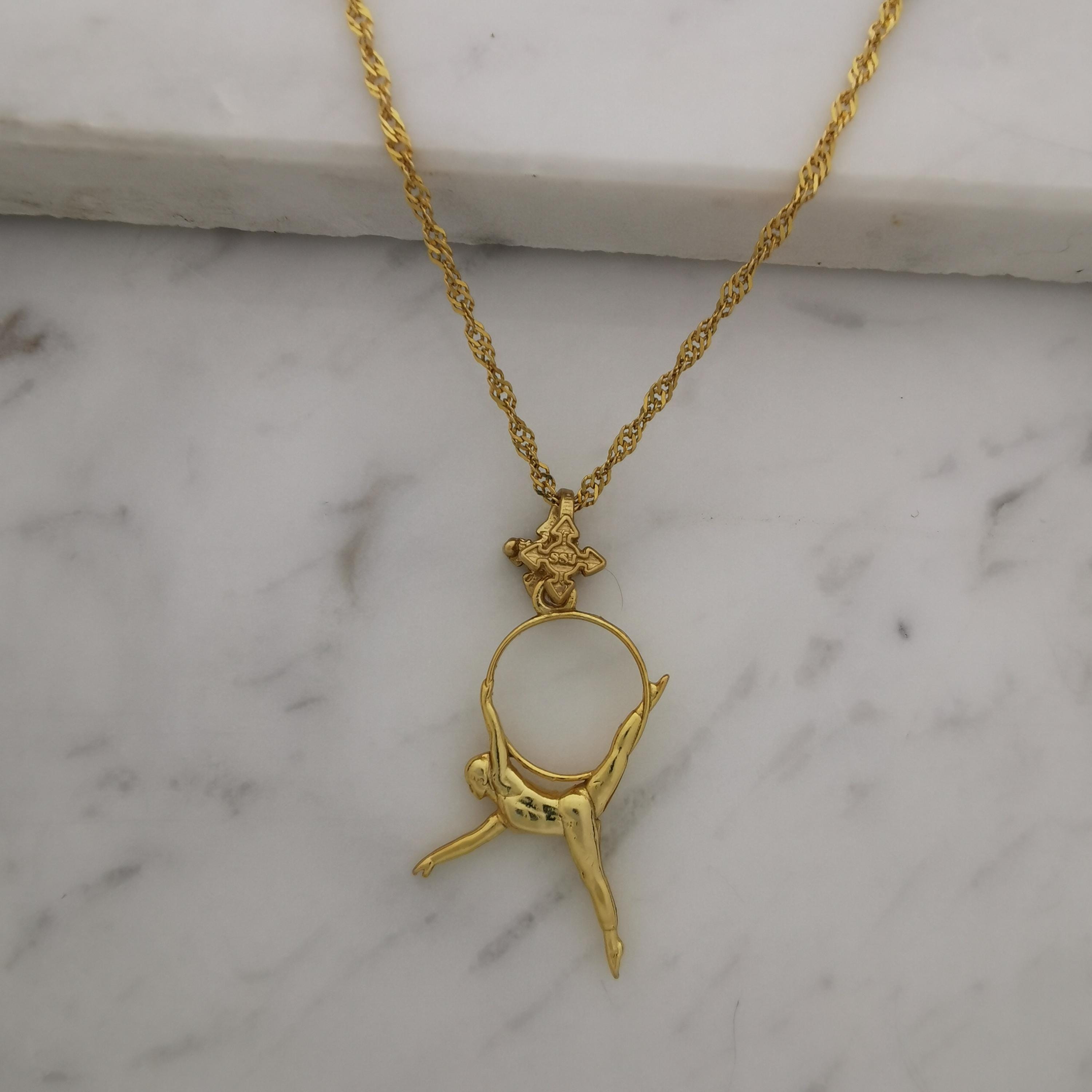 Aerial Hoop Jewelry Pendant for Women – Gold-Plated 925 Silver Gift – Handcrafted Sport Charm for Performers & Aerialists – Necklace