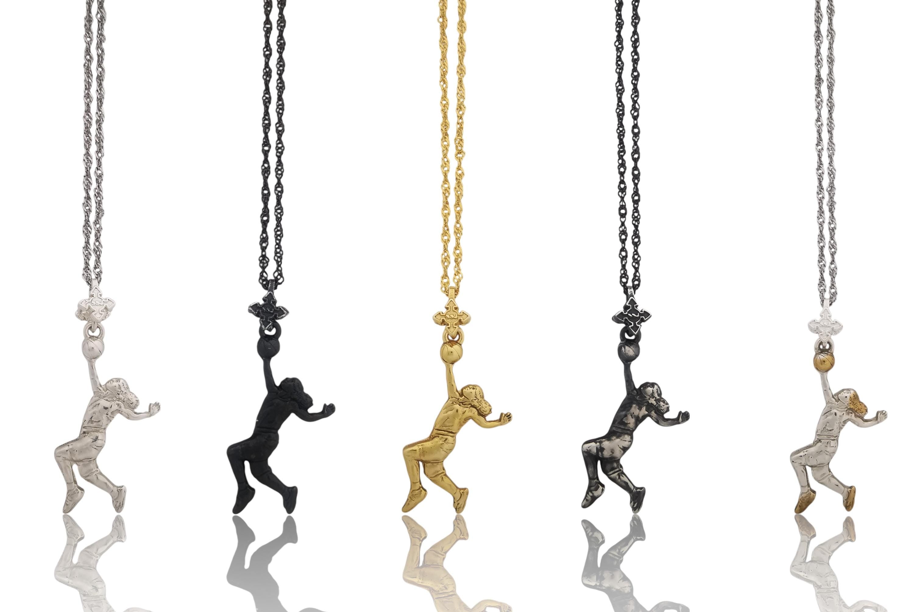 Basketball Jewelry Pendant for Women – Oxidized Black 925 Silver Gift – Bold Sports Accessory for Girls and Players – Necklace
