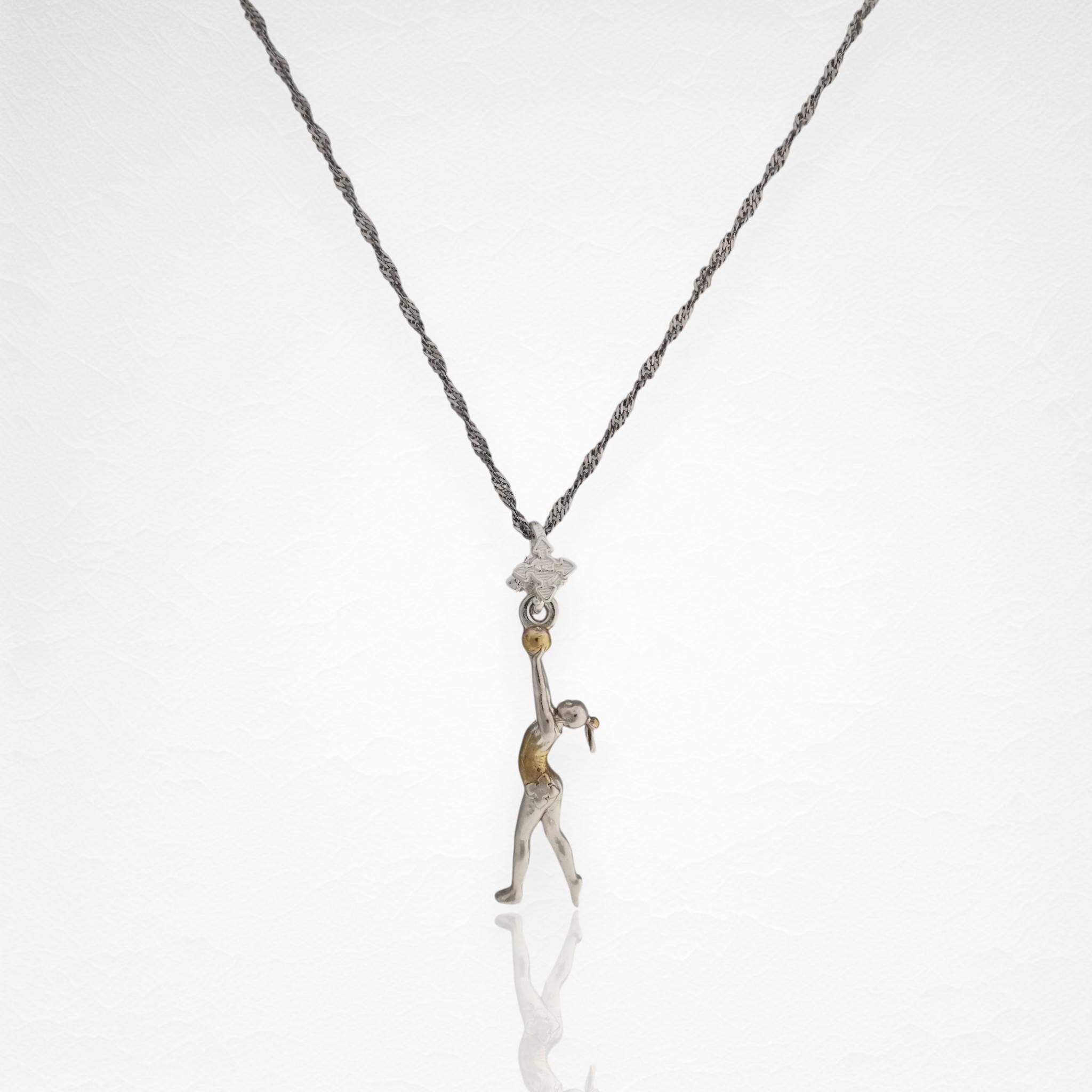 Rhythmic Gymnastics Jewelry Pendant for Women β 925 Silver with Partial Gold Plating β Ball Routine Sport Charm β Necklace
