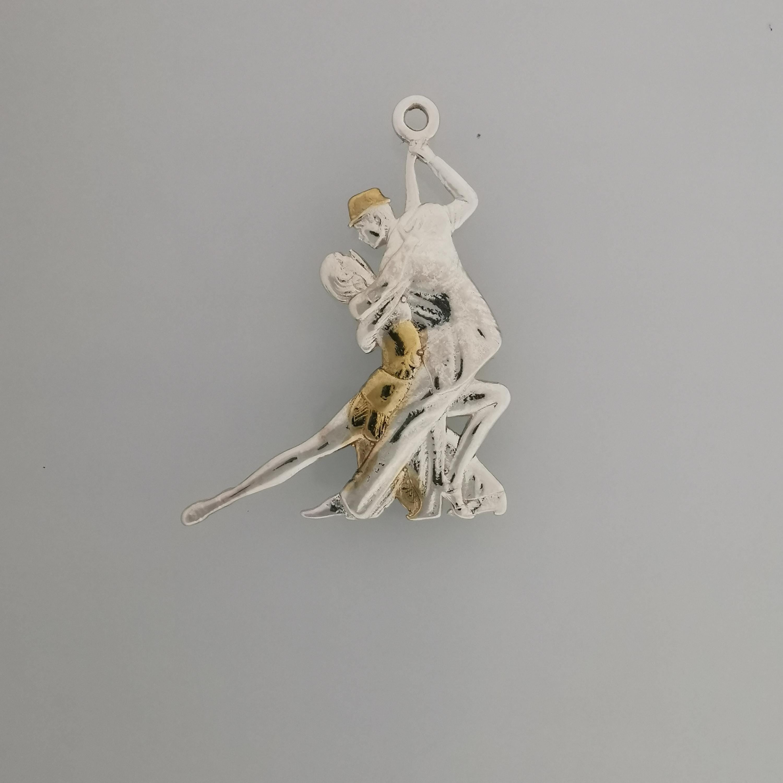 Dance Jewelry Pendant for Women – 925 Silver with Partial Gold Plating Gift – Tango Salsa Charm for Couples, Dancers & Artists – Necklace