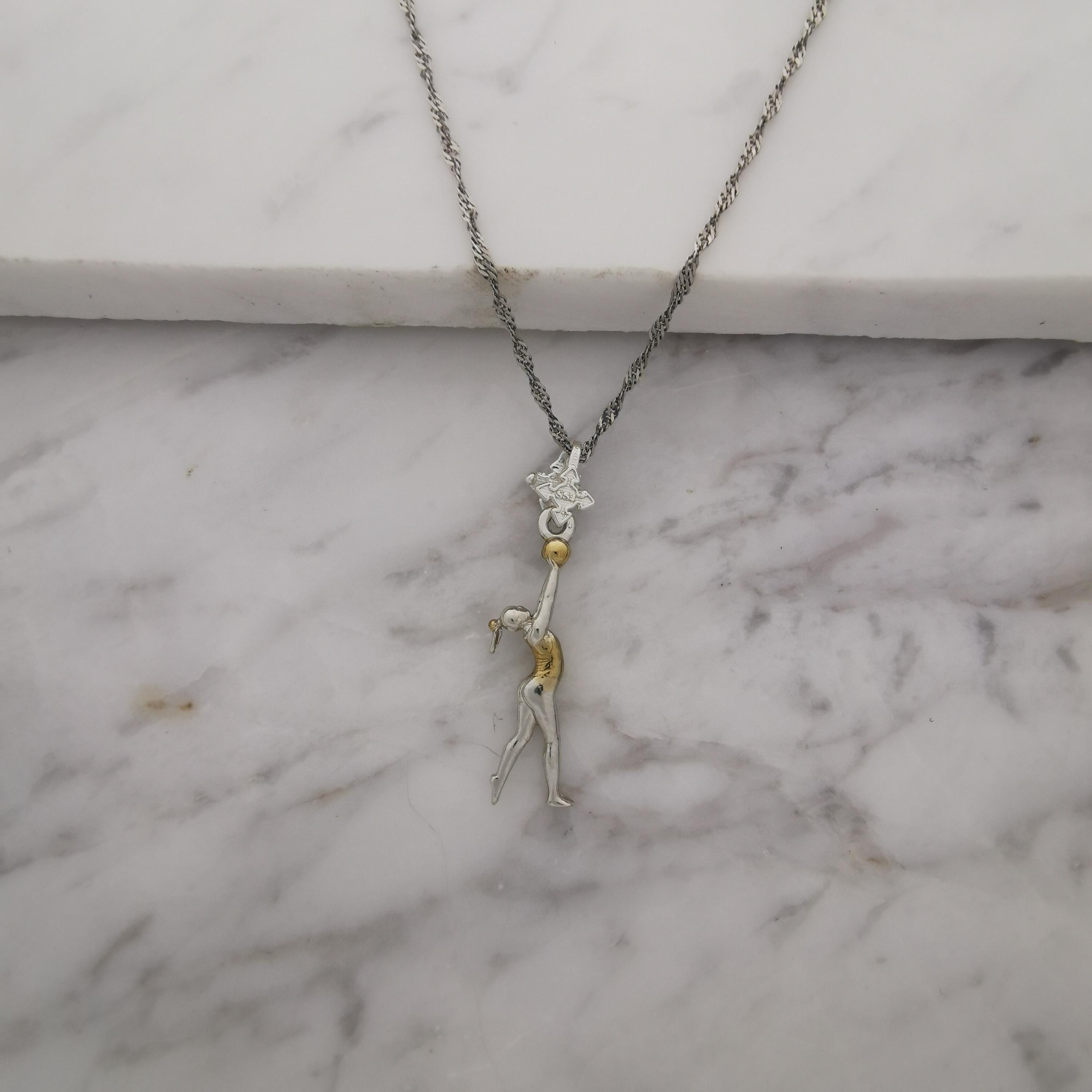 Rhythmic Gymnastics Jewelry Pendant for Women β 925 Silver with Partial Gold Plating β Ball Routine Sport Charm β Necklace