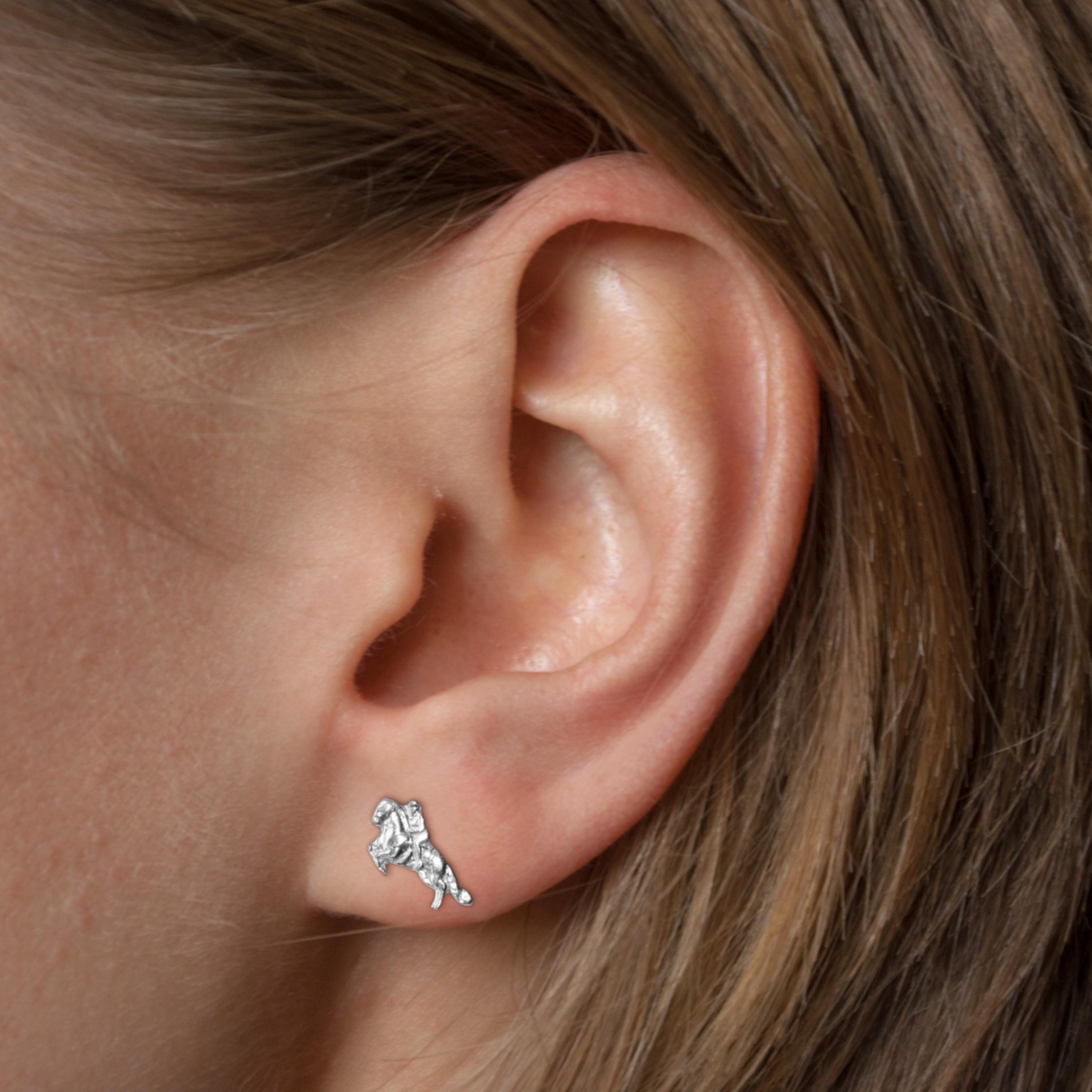 Equestrian Stud Earrings – Minimalist 925 Sterling Silver Jewelry for Women, Gift for Rider, Trainer or Horse Lover, Small Sports Earrings
