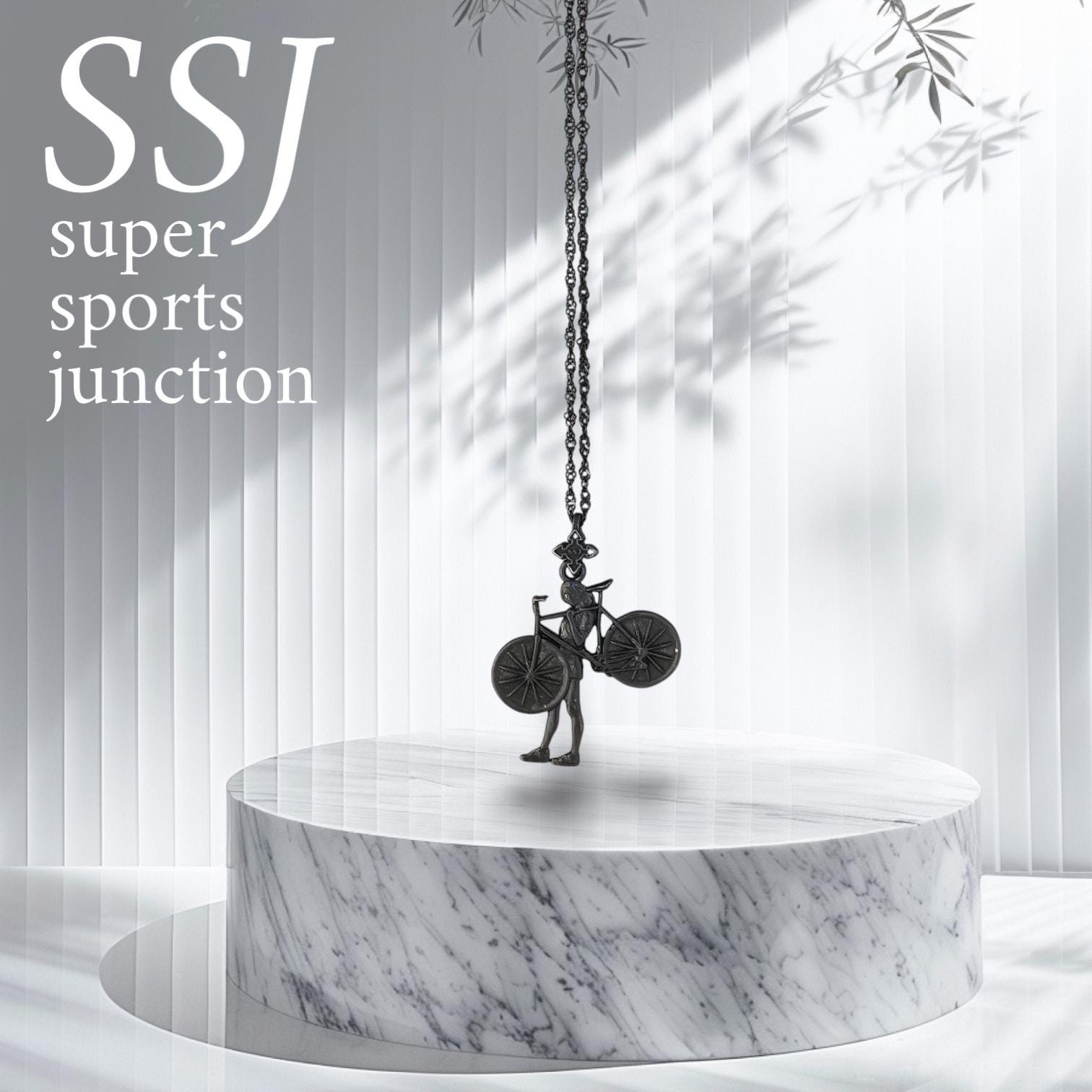 Cycling Jewelry Pendant for Women – Oxidized Black 925 Silver Gift – Sports Accessory for Cyclists and Riders by SSJ – Necklace