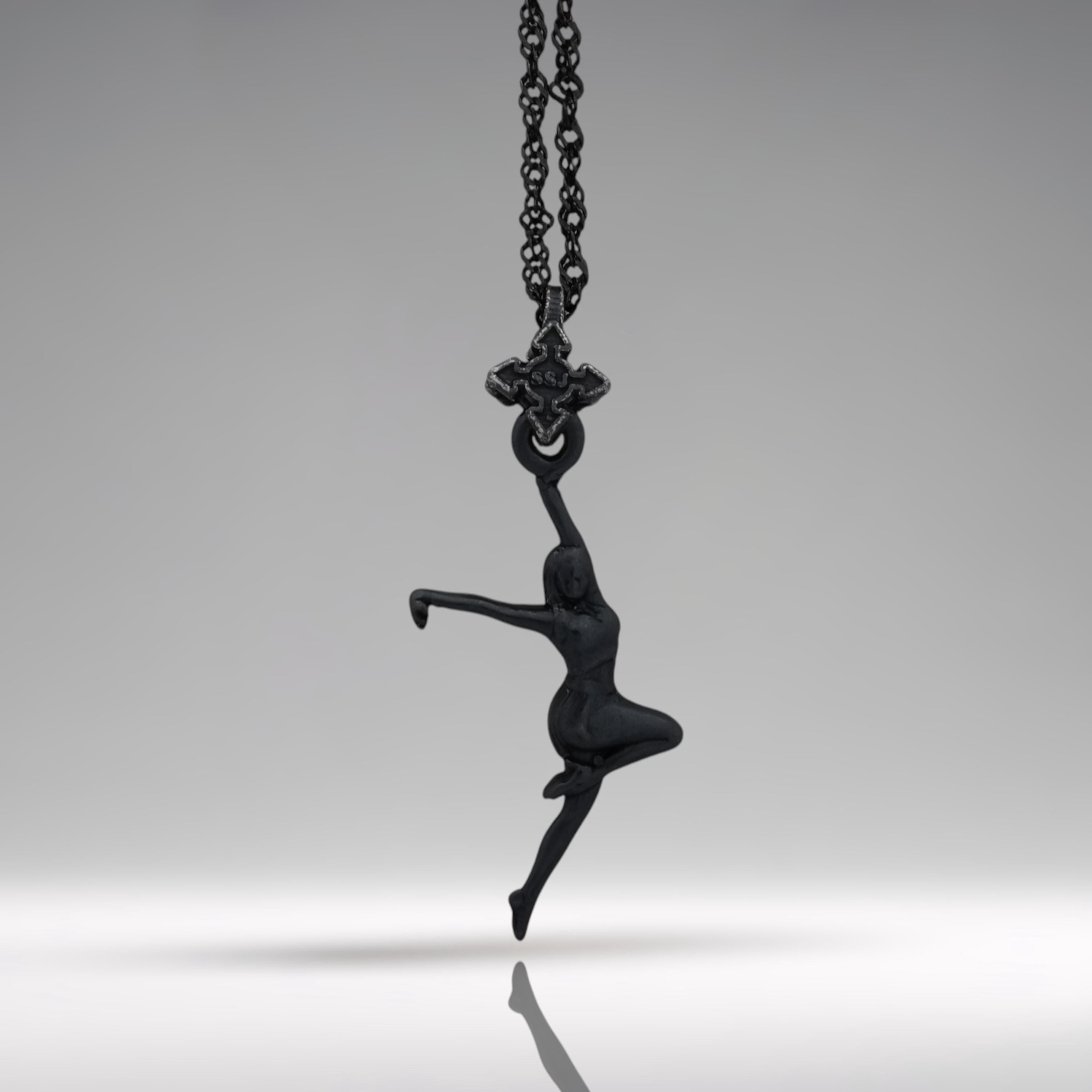 Latin Dance Jewelry Pendant for Women – Oxidized Black 925 Silver Gift – Handcrafted Sports Accessory for Dancers – Necklace