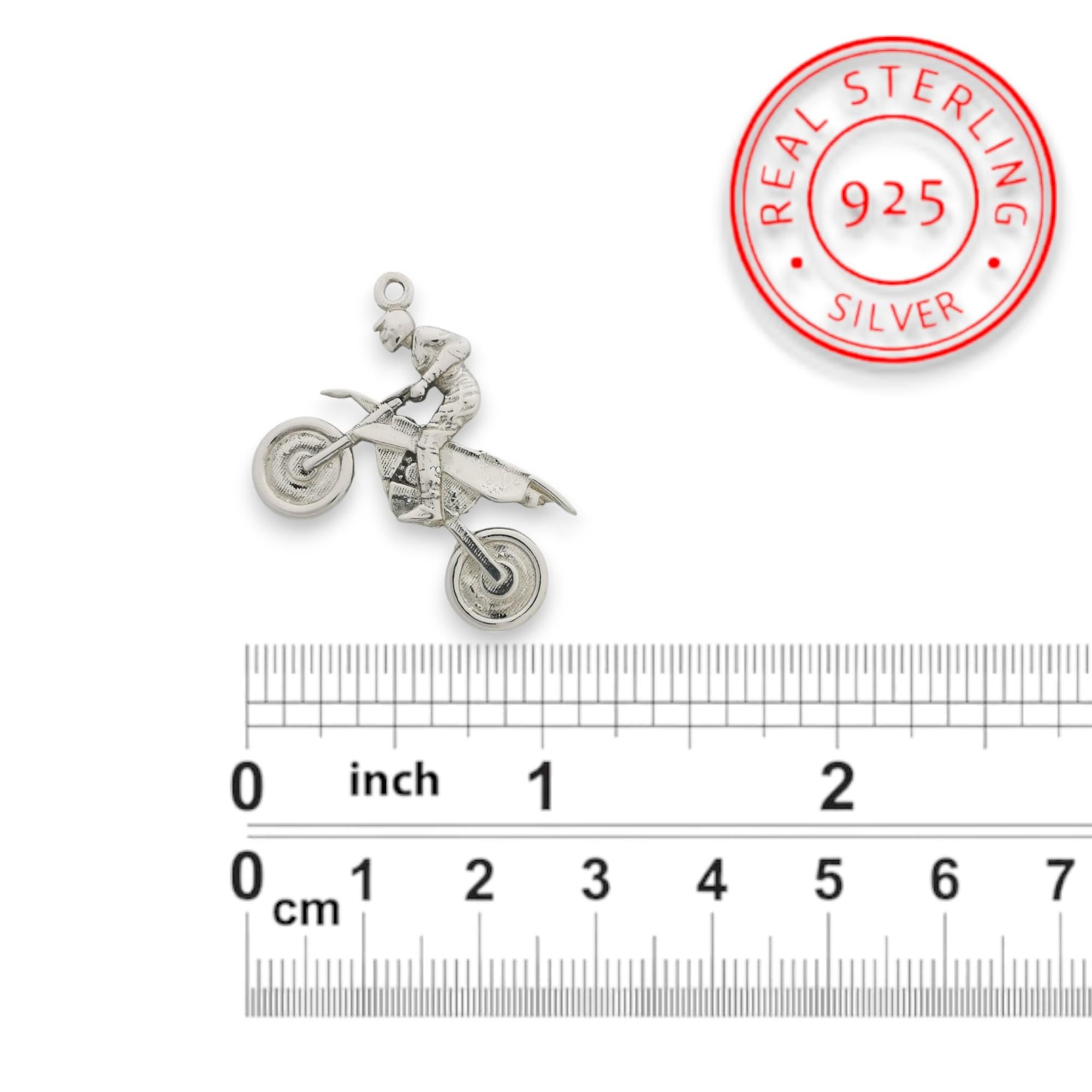 Motocross Jewelry for Men – Classic 925 Silver Sports Pendant – Gift for MX Riders, Racers, or Motorsport Fans Necklace