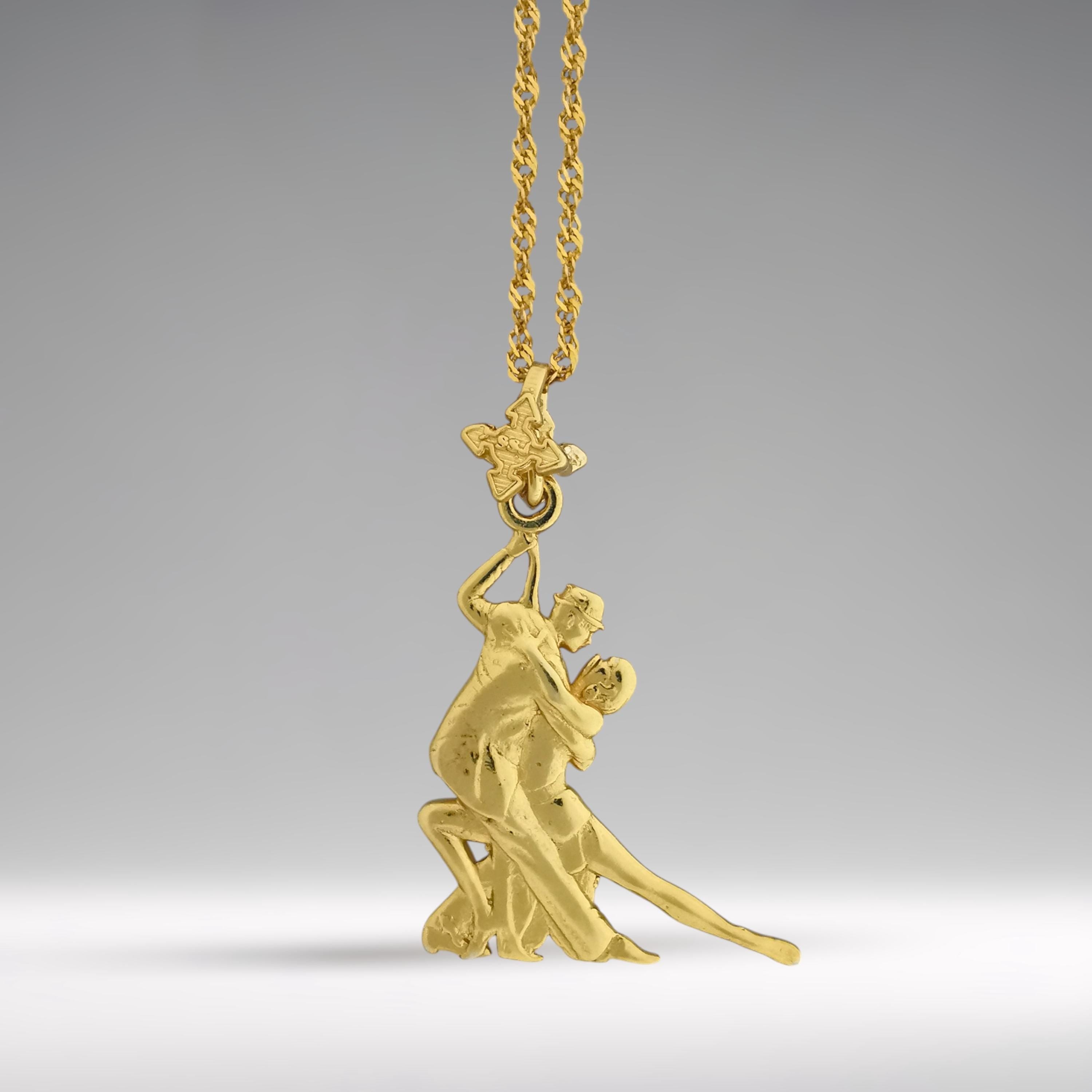 Dance Jewelry Pendant for Women – Gold-Plated 925 Silver Gift – Tango Salsa Sports Charm for Couples, Dancers & Artists – Necklace