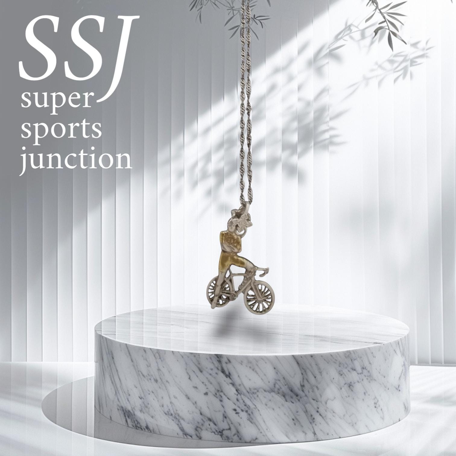 Cycling Jewelry Pendant for Men – Silver with Gold Detail 925 Gift – Sports Accessory for Road Cyclists and Urban Riders – Necklace