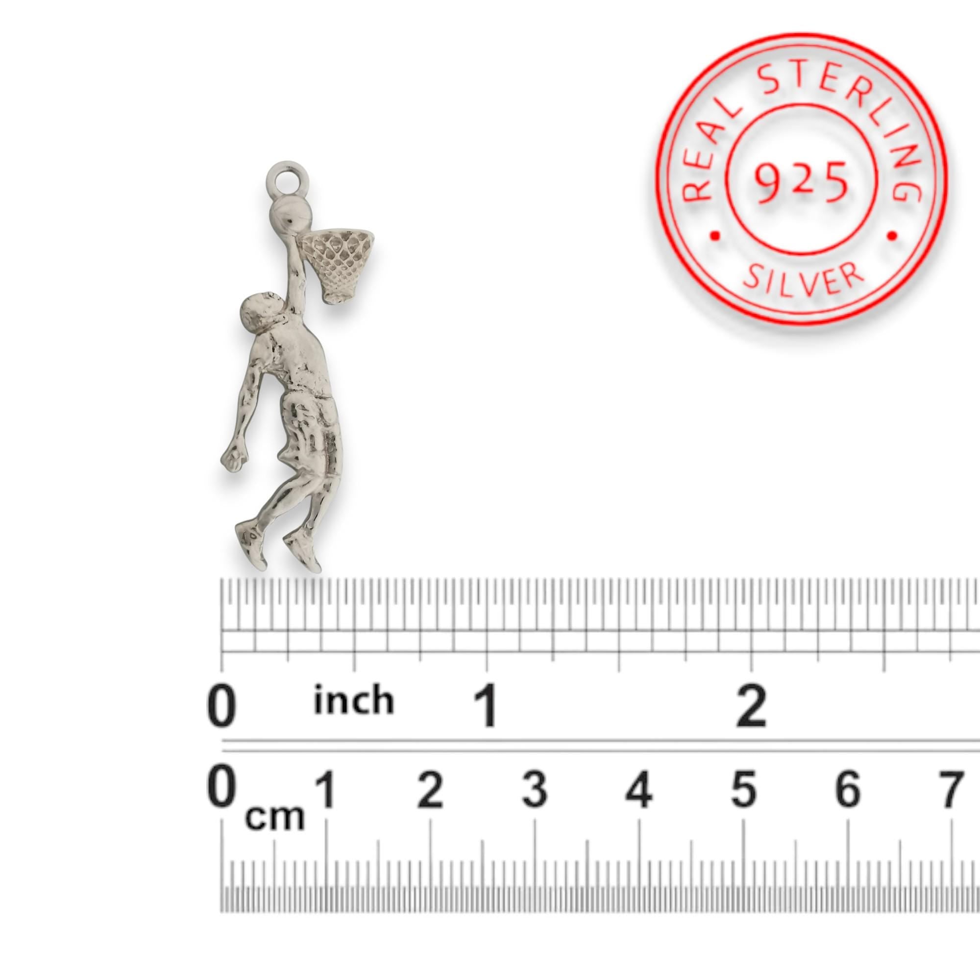 Basketball Dunk Pendant for Men – Classic Silver 925 Jewelry Gift for Players, Coaches & Fans – Sports Necklace