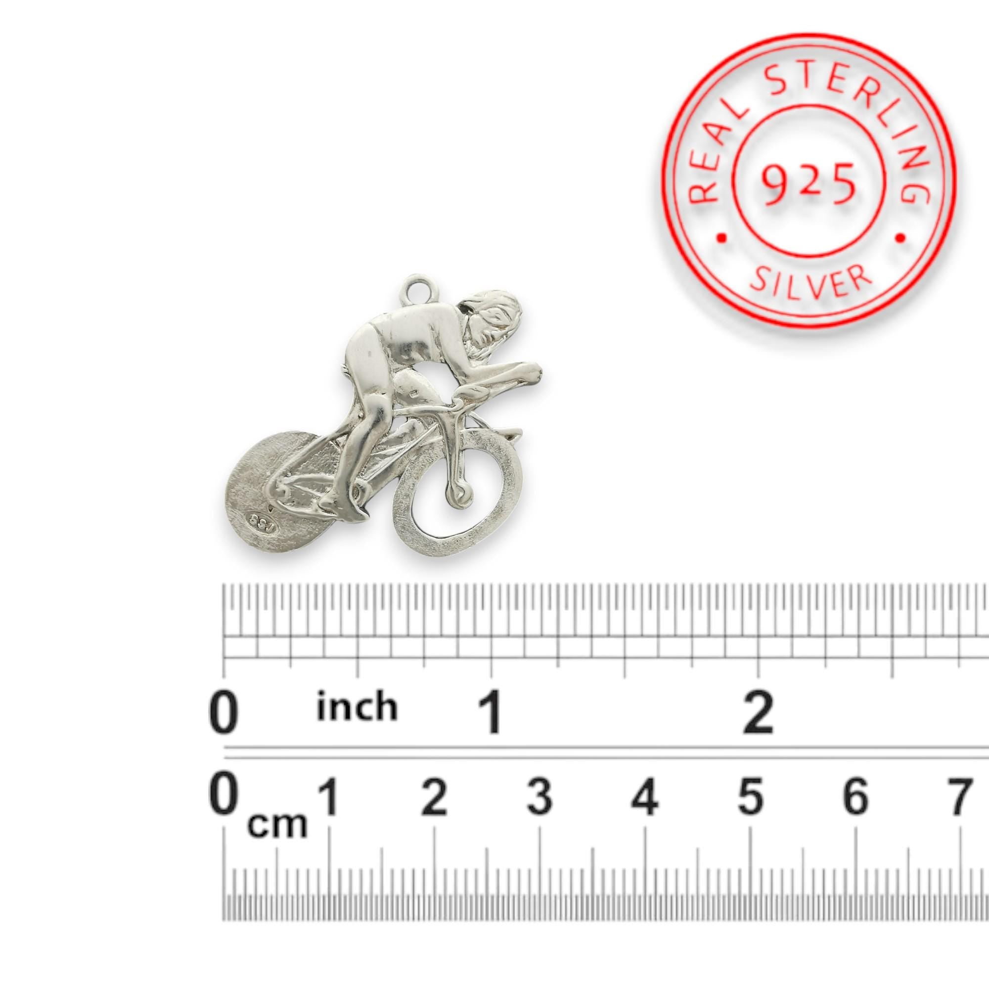 Cycling Jewelry Pendant for Men – Classic Silver 925 Gift – Sports Accessory for Road Racers and Cyclists – Necklace